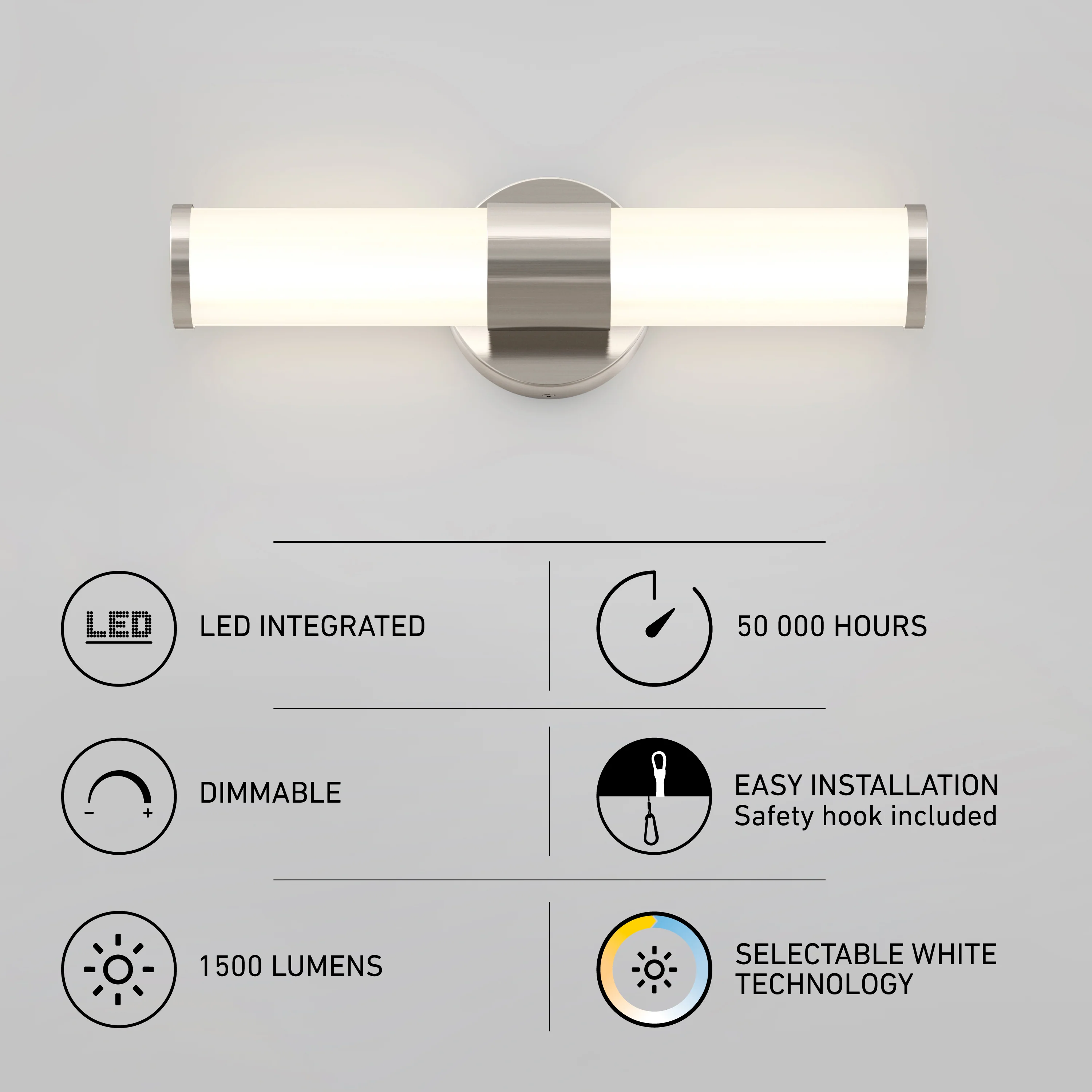 Adina 18-in (46 cm) Integrated LED 3 CCT Vanity Light Bar for Bathroom - Image 10