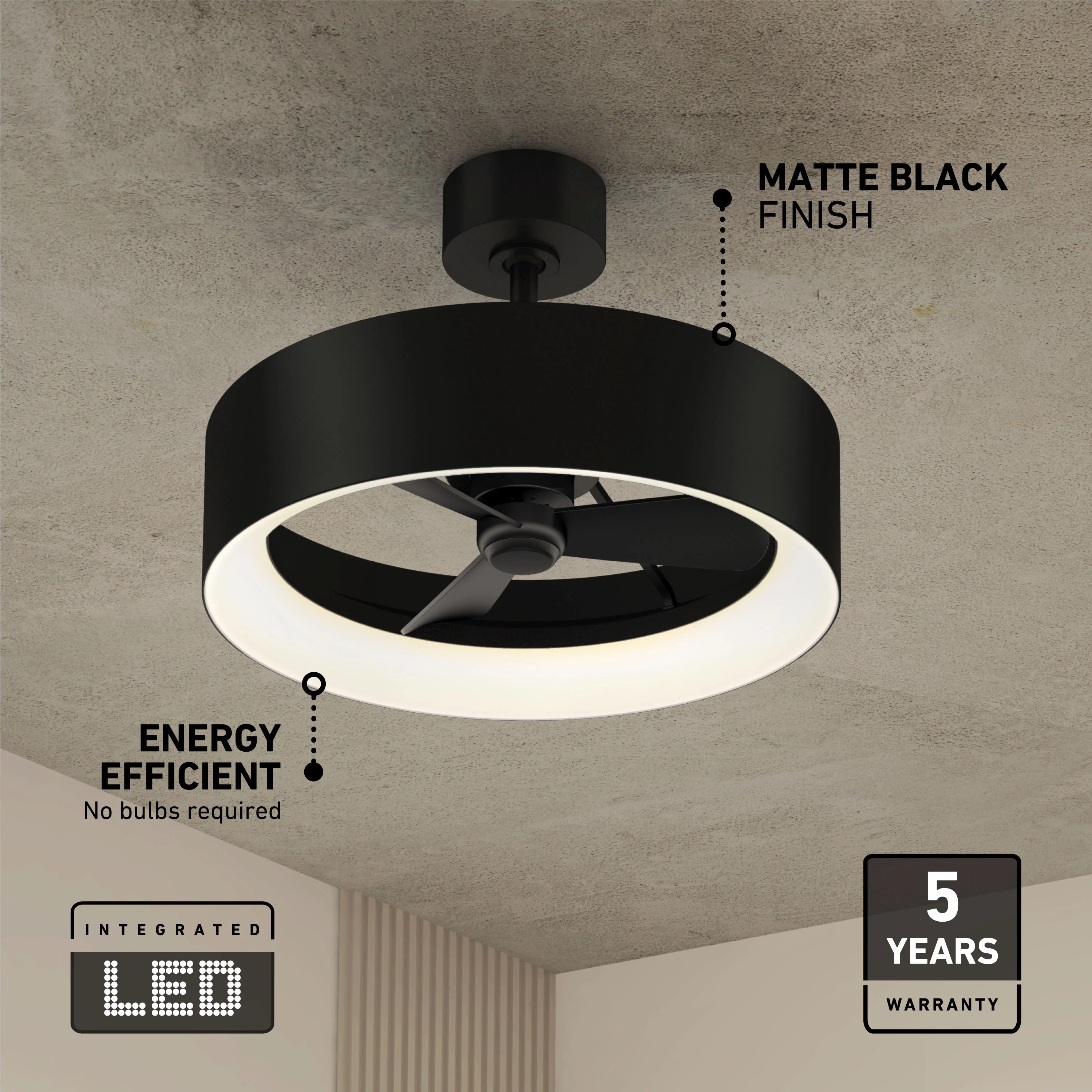 Aiden 24 in. (61 cm) LED modern fandelier ceiling fan with light - includes remote - Image 9