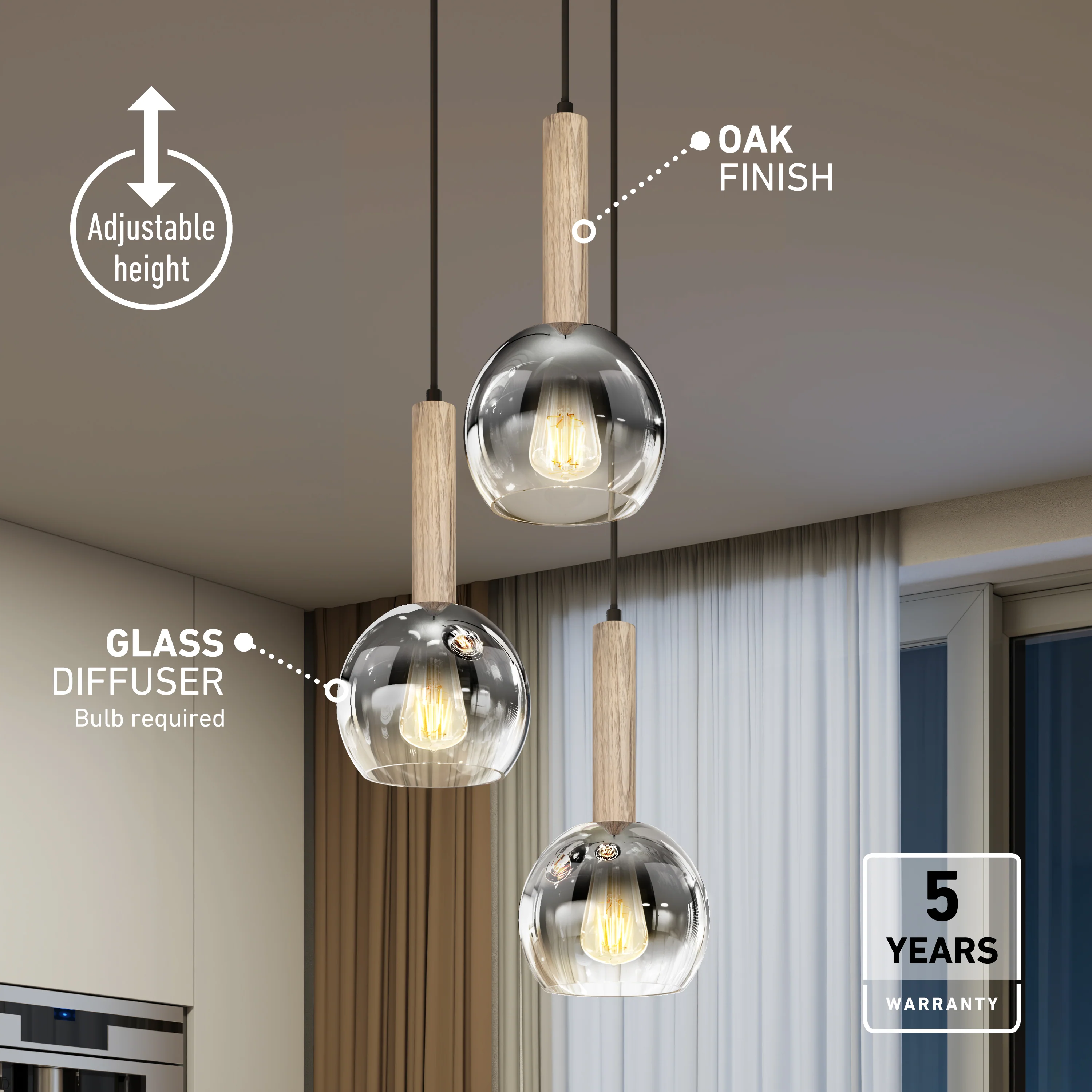 Ardel Spiral 3-Light Pendant without Bulbs - Image 21