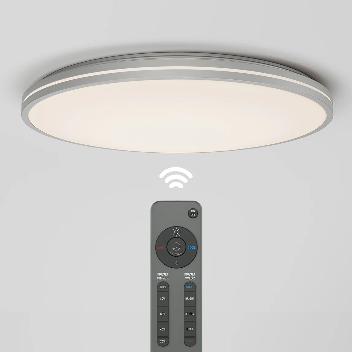 Athos 21 in. (53 cm) Modern LED Flush Mount Ceiling Light - with remote - Image 19