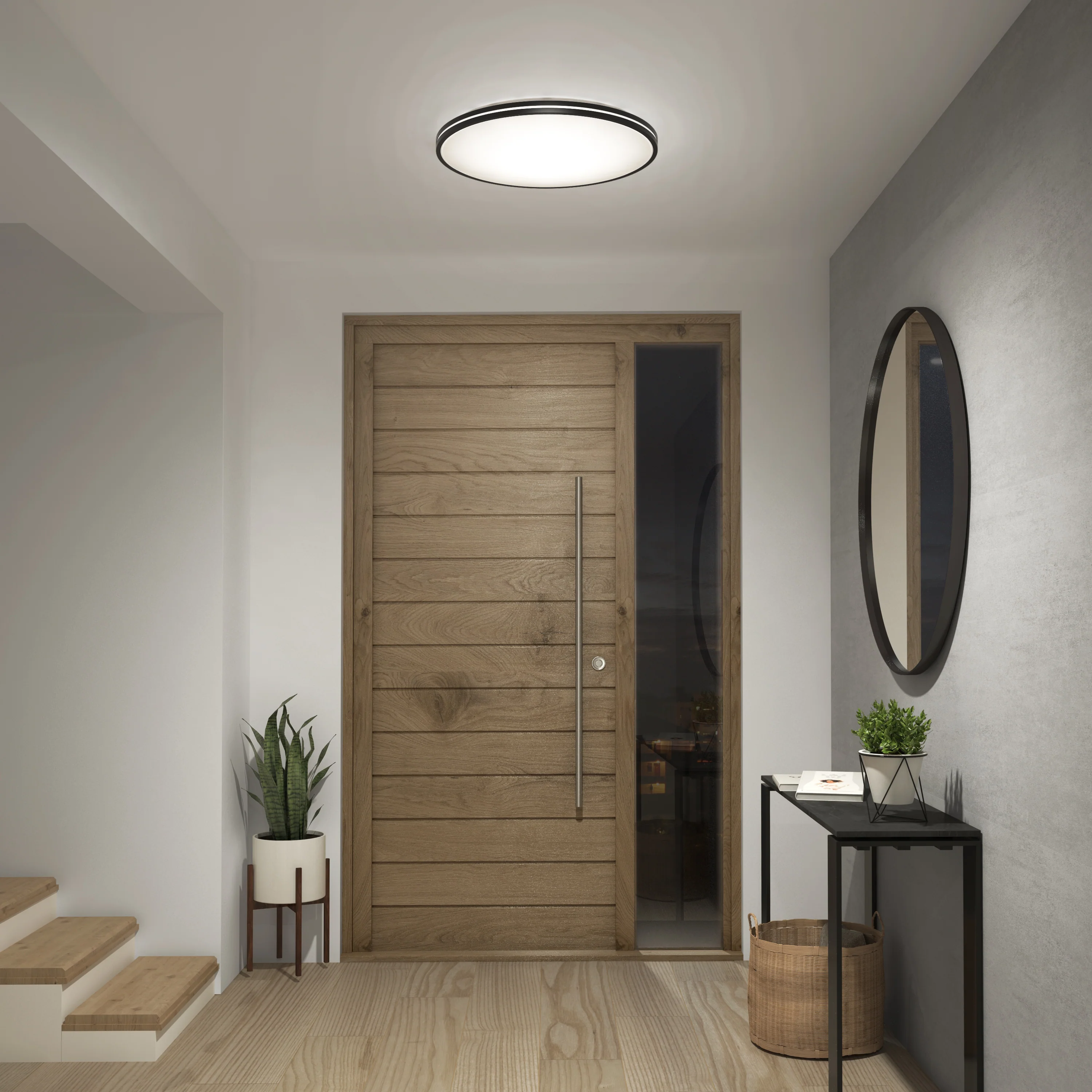 Athos 21 in. (53 cm) Modern LED Flush Mount Ceiling Light - with remote - Image 2