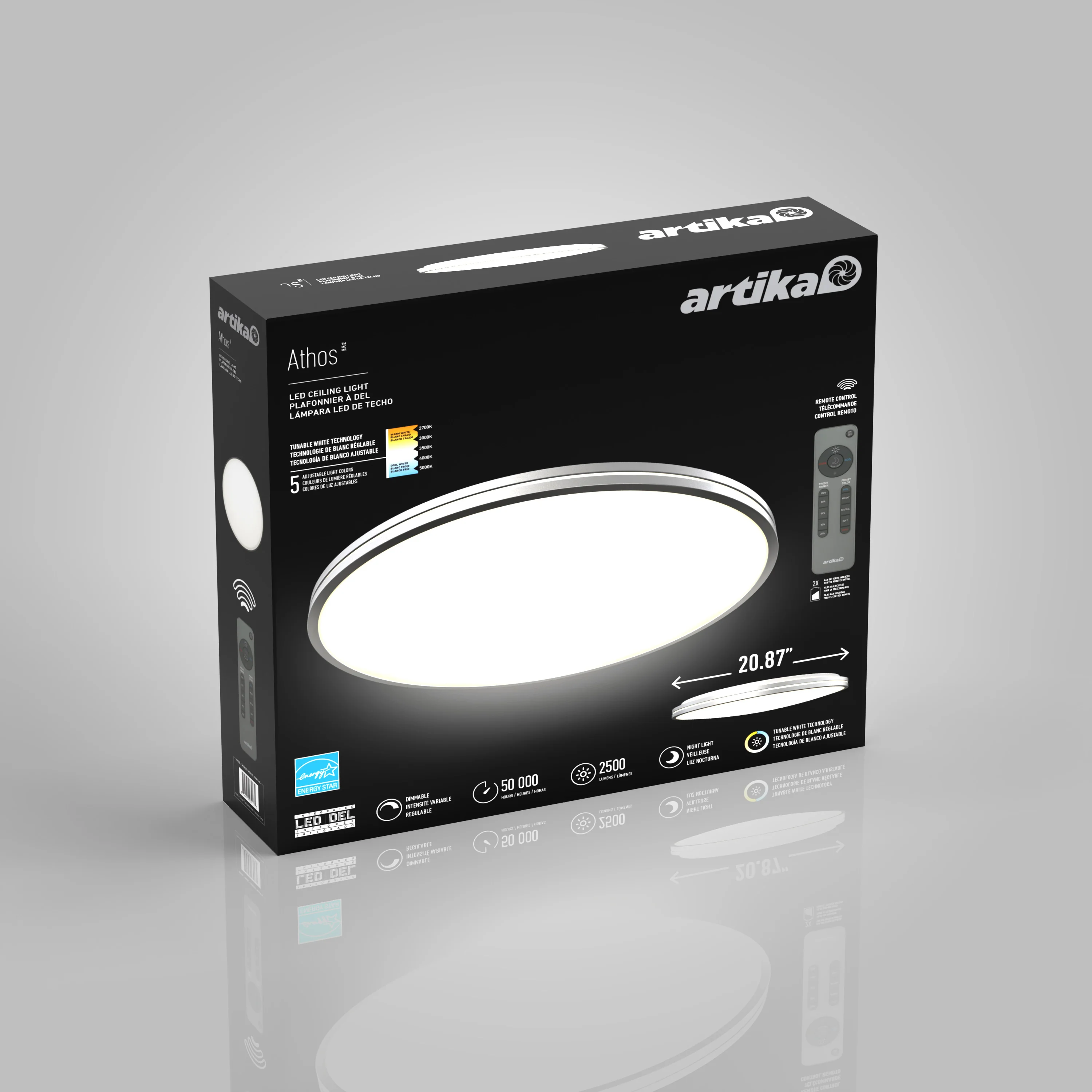 Athos 21 in. (53 cm) Modern LED Flush Mount Ceiling Light - with remote - Image 22