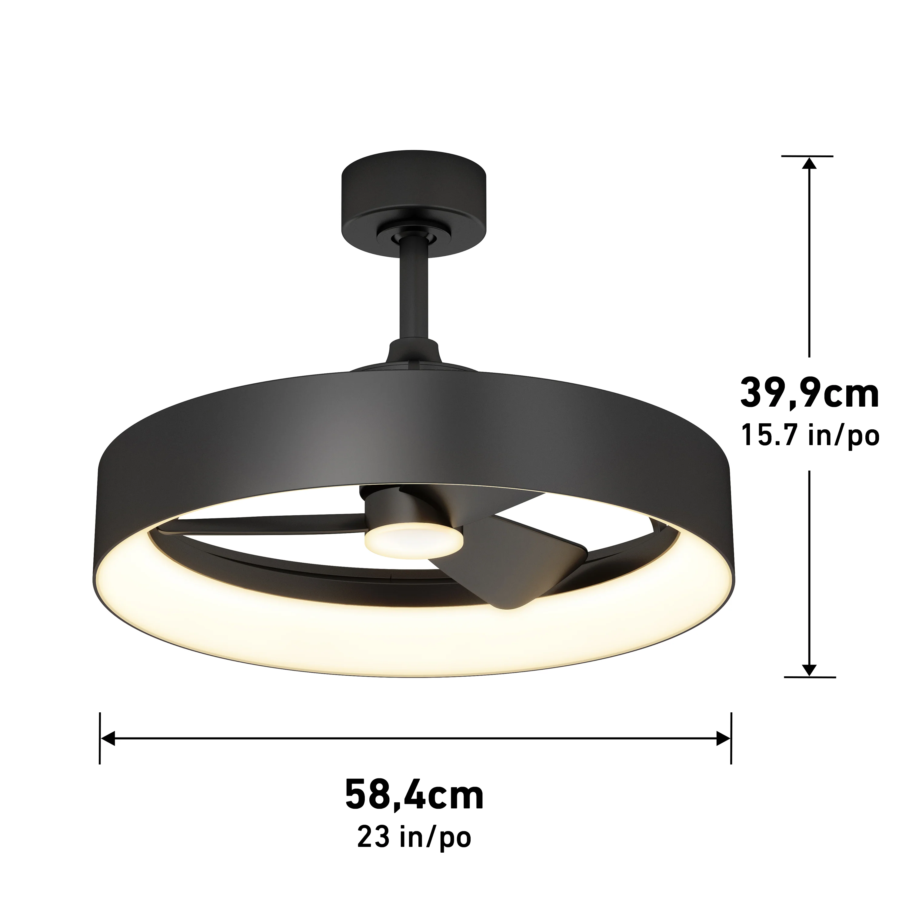 Austin 23 in. (59 cm) LED modern fandelier ceiling fan with light - includes remote - Image 13