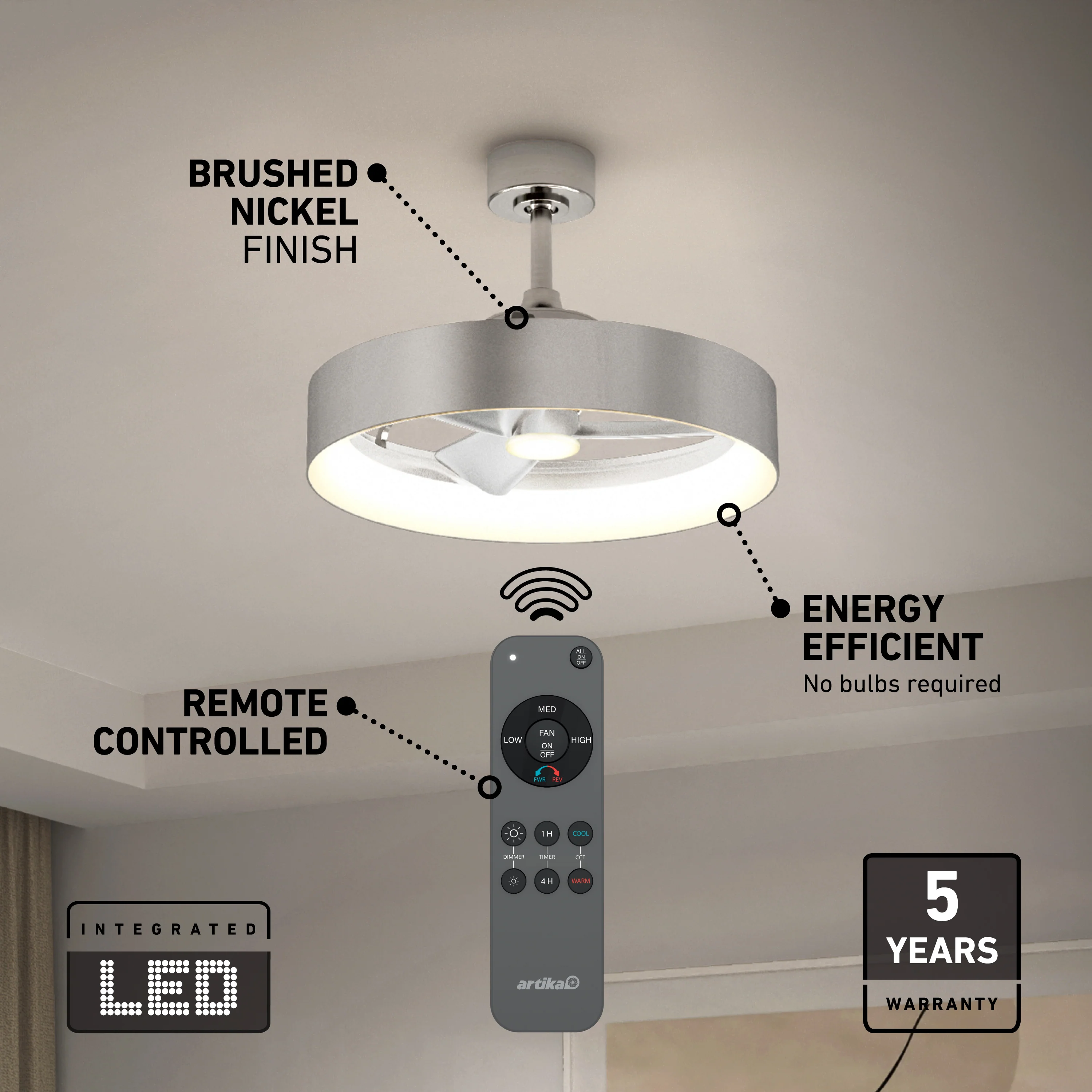 Austin 23 in. (59 cm) LED modern fandelier ceiling fan with light - includes remote - Image 22