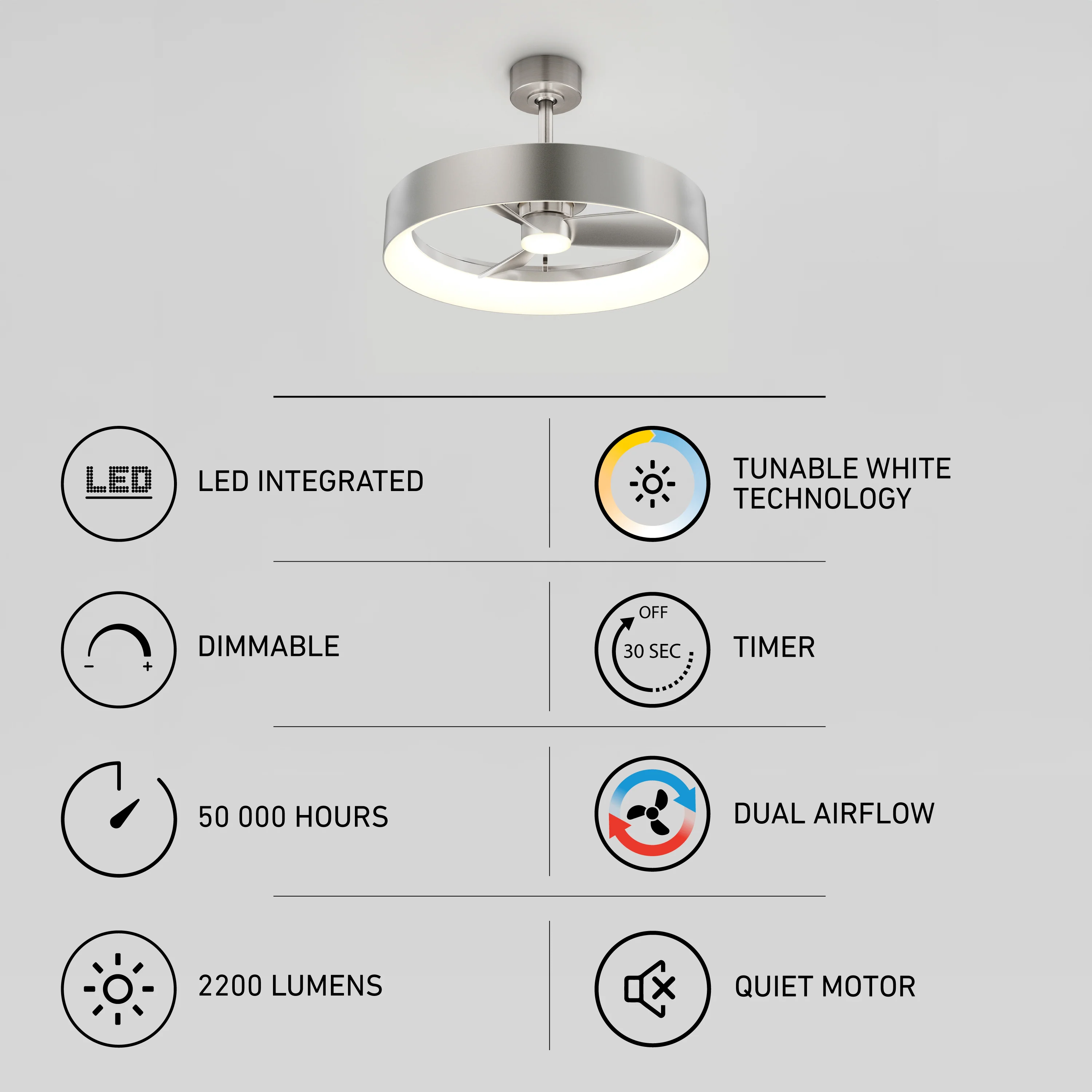 Austin 23 in. (59 cm) LED modern fandelier ceiling fan with light - includes remote - Image 23