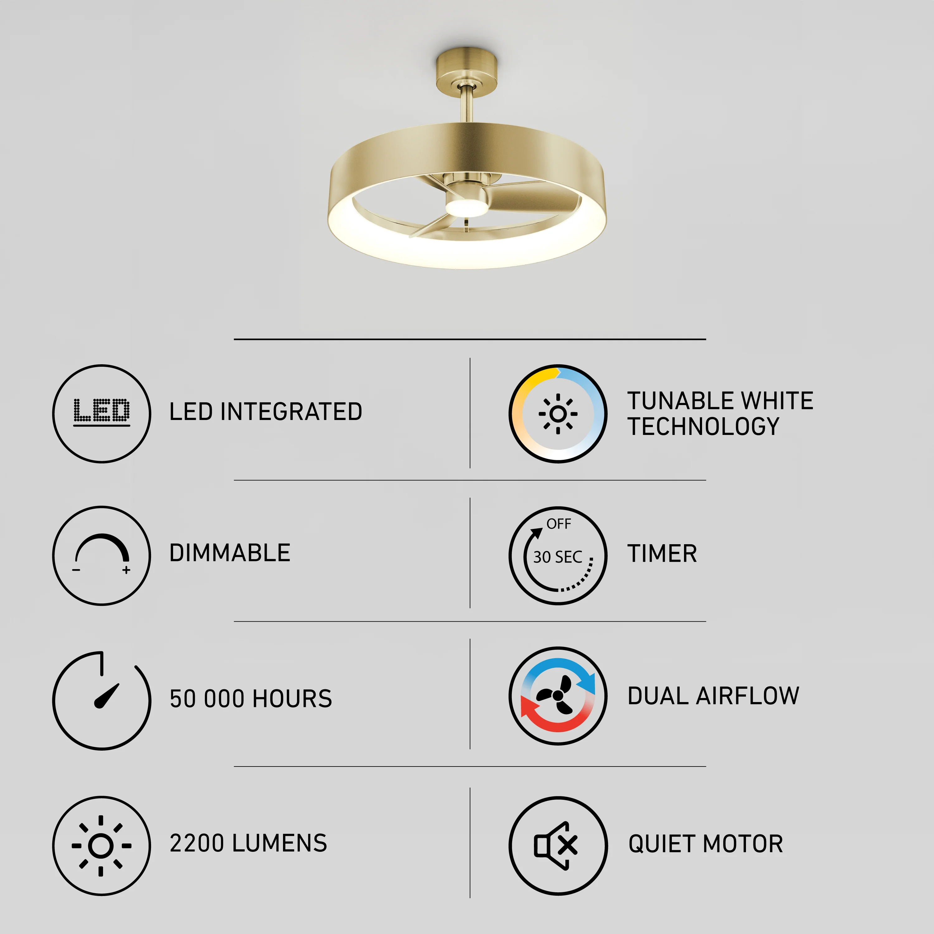 Austin 23 in. (59 cm) LED modern fandelier ceiling fan with light - includes remote - Image 37