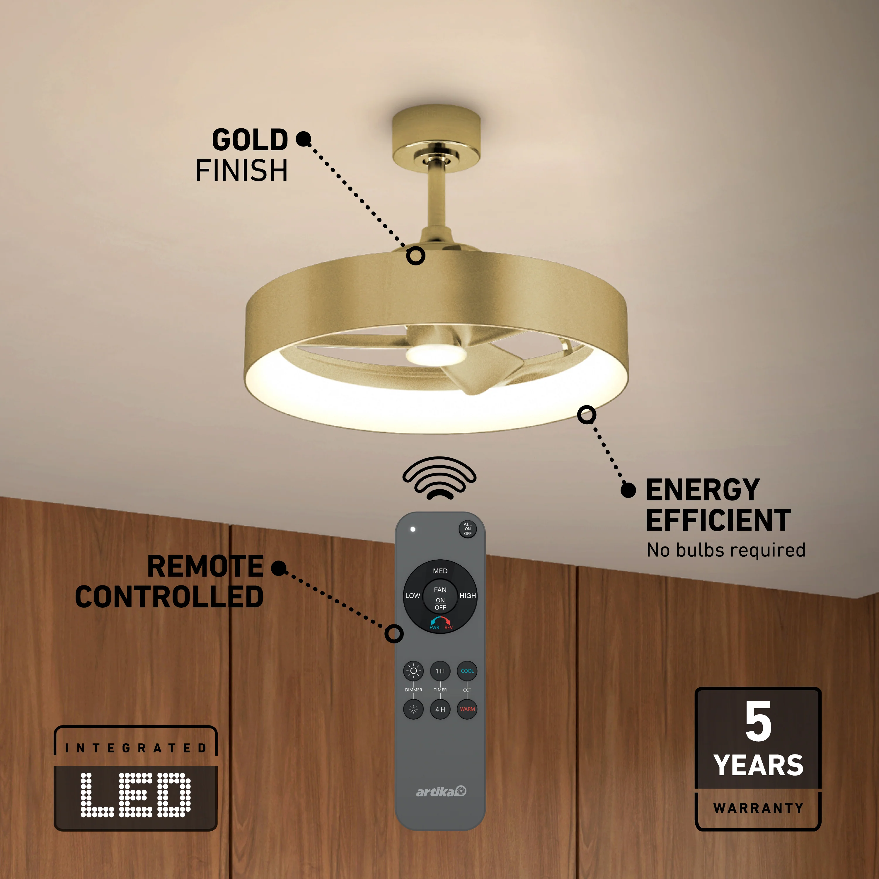 Austin 23 in. (59 cm) LED modern fandelier ceiling fan with light - includes remote - Image 38