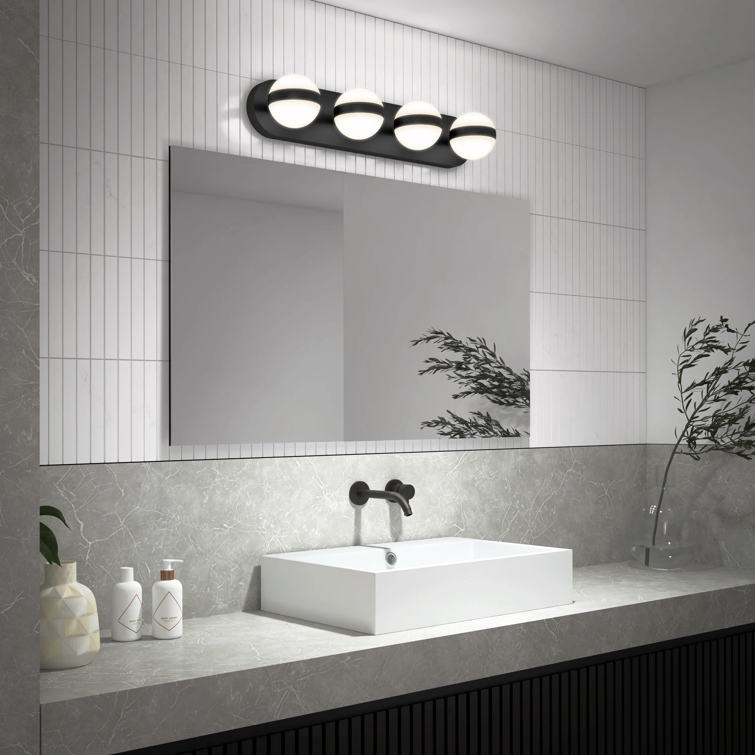 Baldric 27-in (69 cm) 4-Light Modern LED 3-CCT Vanity Light for Bathroom