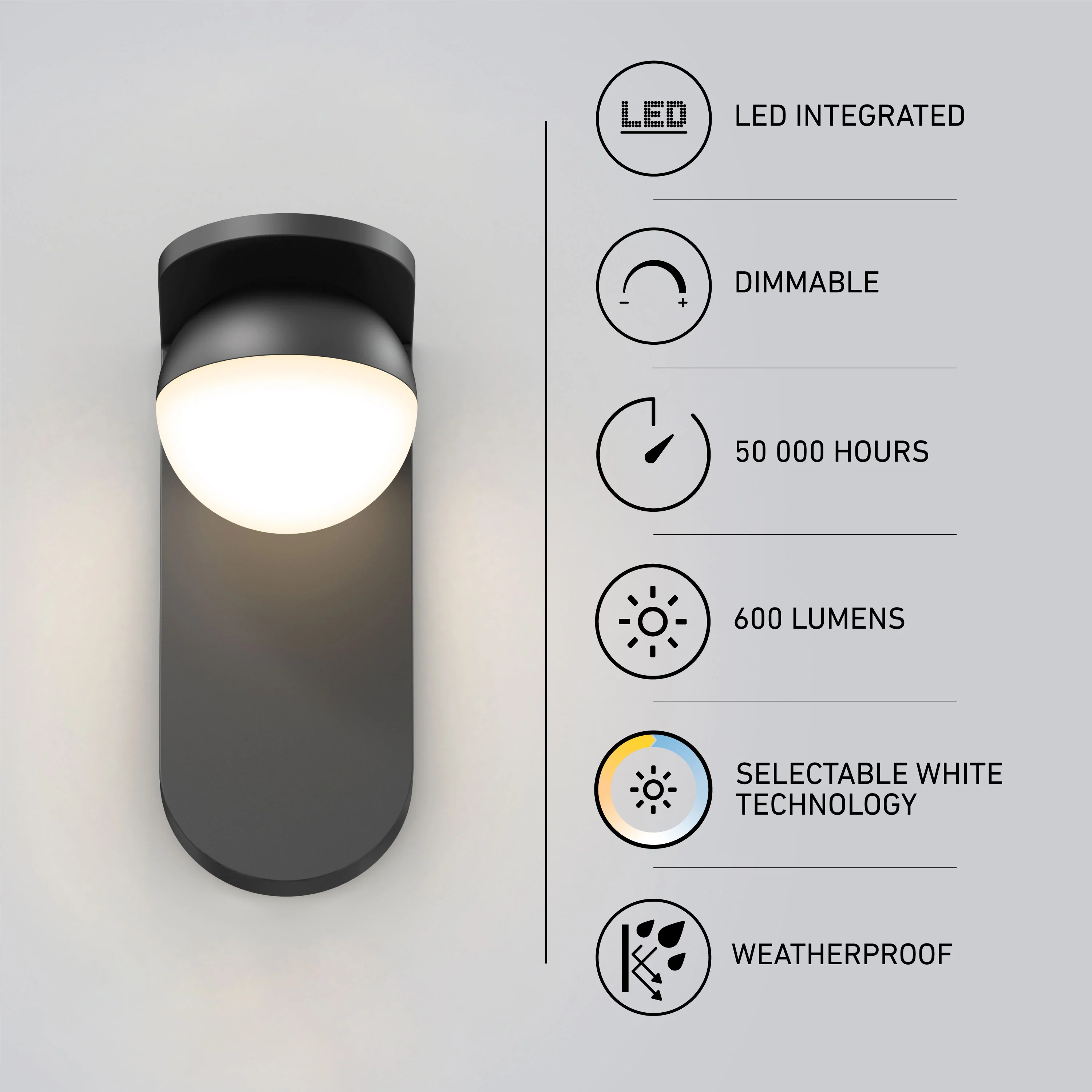 Bloom indoor-outdoor LED wall light 3 CCT - Image 8