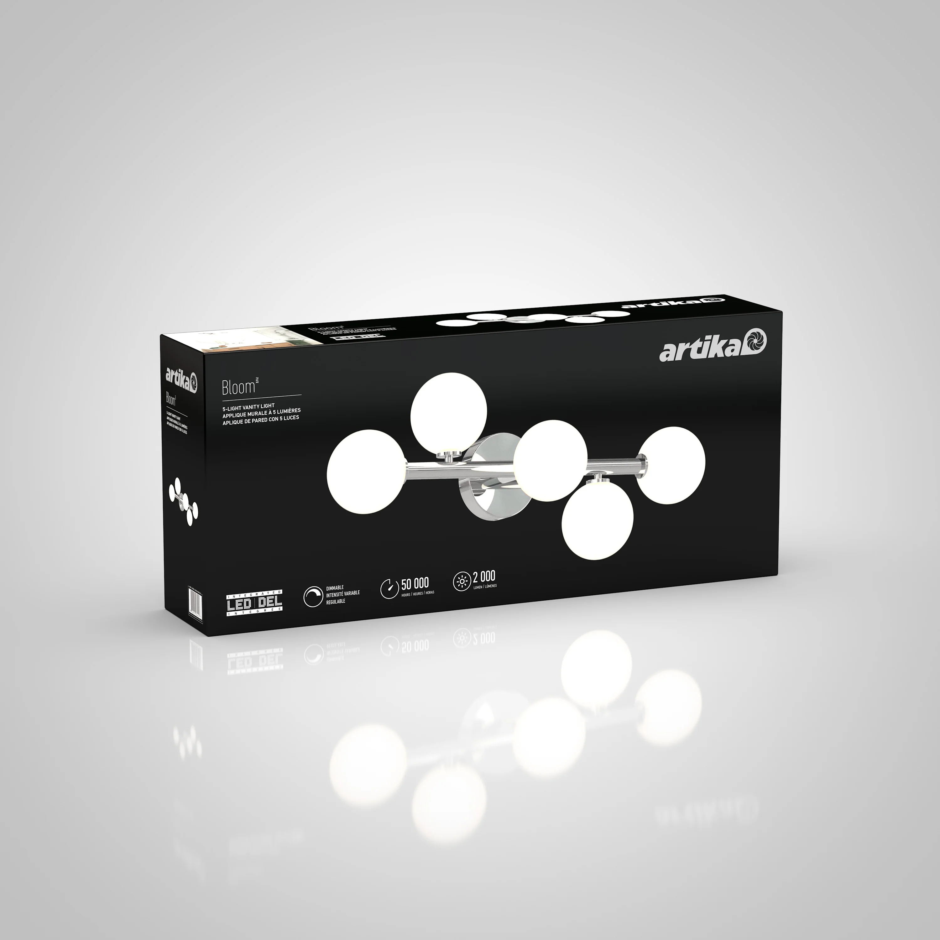 Bloom 27-in (69 cm) 5-Light Modern LED Vanity Light for Bathroom - Image 14