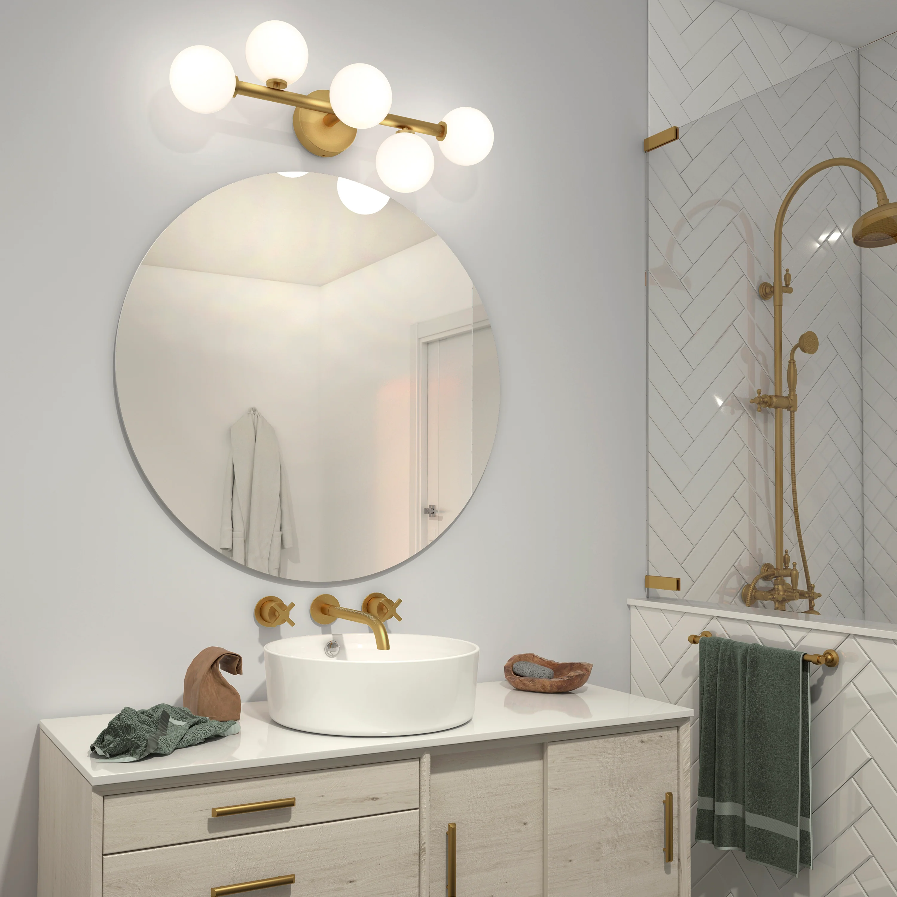 Bloom 27-in (69 cm) 5-Light Modern LED Vanity Light for Bathroom - Image 17