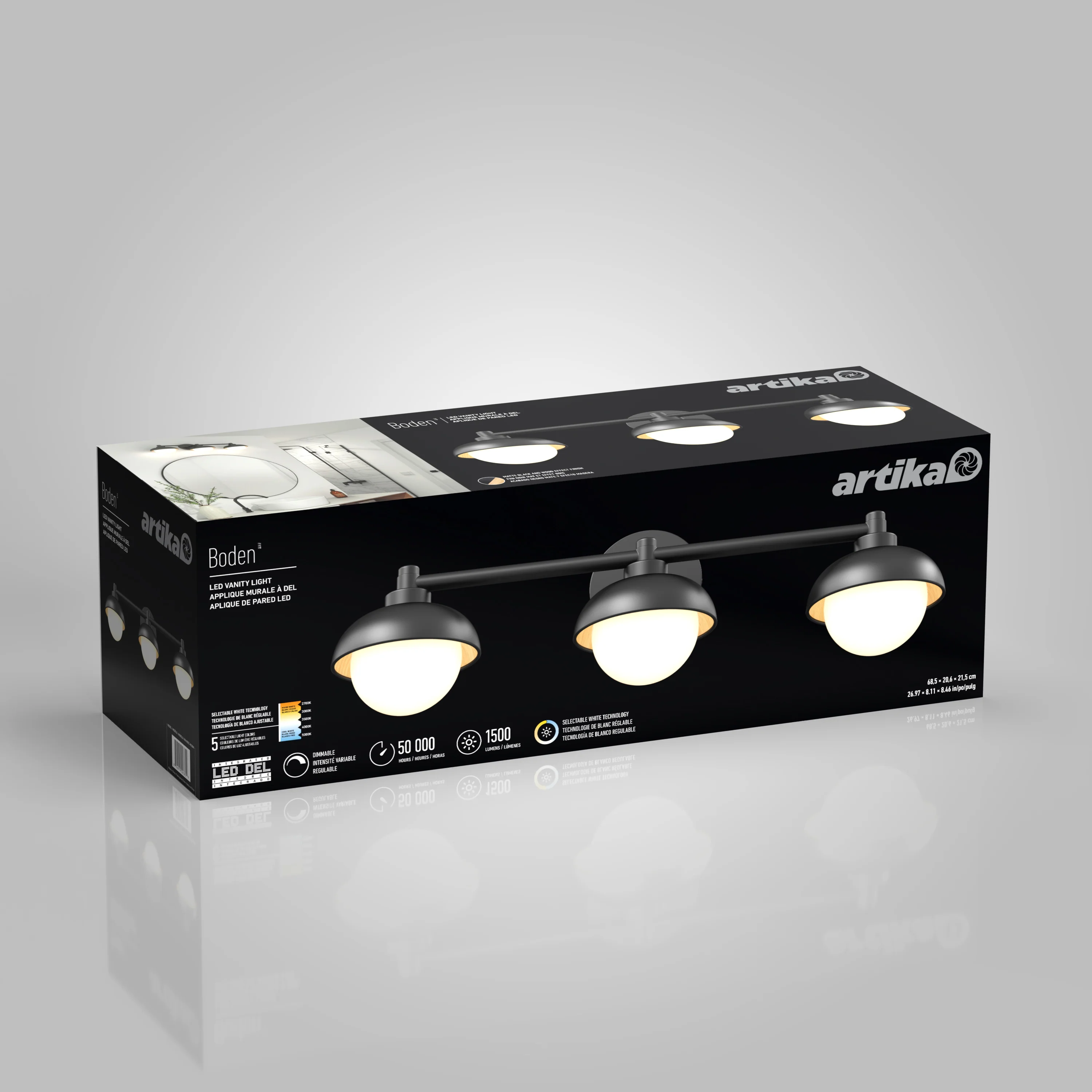 Boden 27-in (69 cm) Integrated LED 5-CCT Vanity Light Bar for Bathroom - Image 14