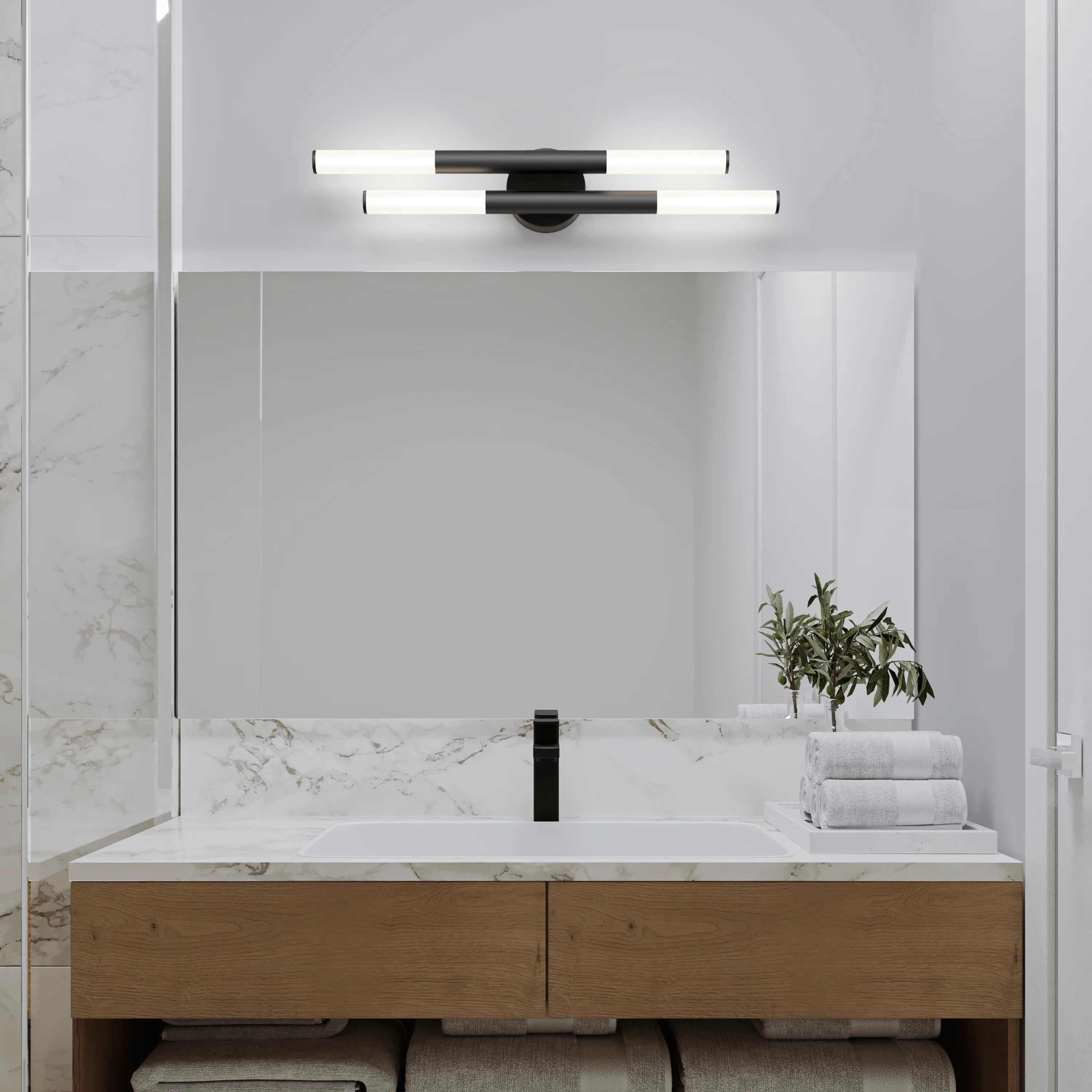 Boro 27-in (69 cm) 2-Light Modern LED 5 CCT Vanity Light for Bathroom