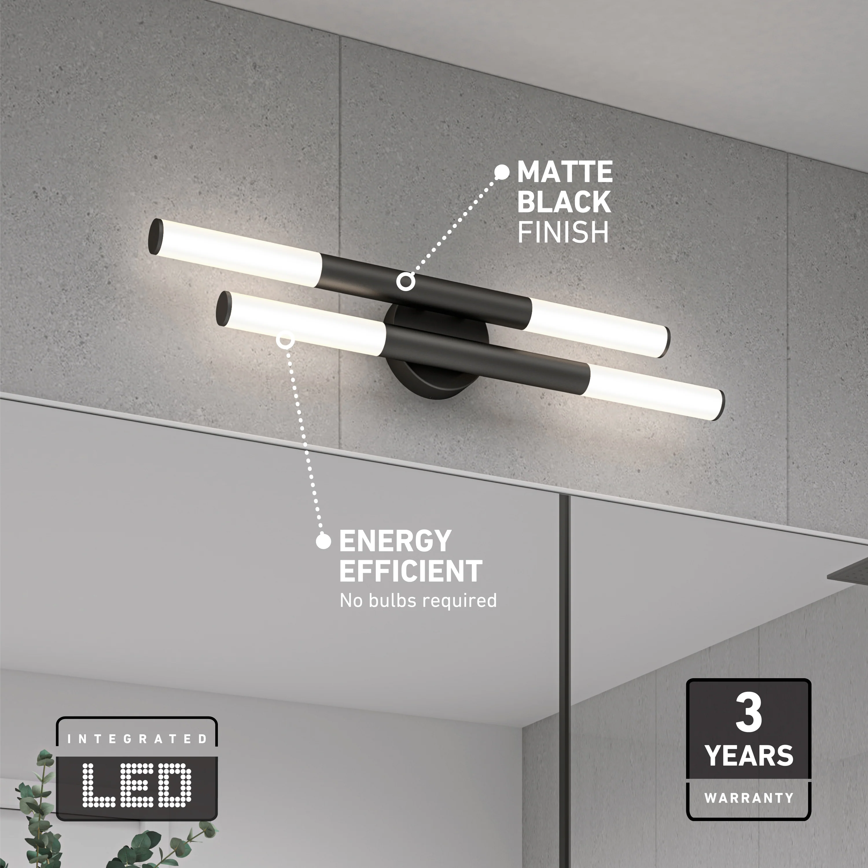 Boro 27-in (69 cm) 2-Light Modern LED 5 CCT Vanity Light for Bathroom - Image 10