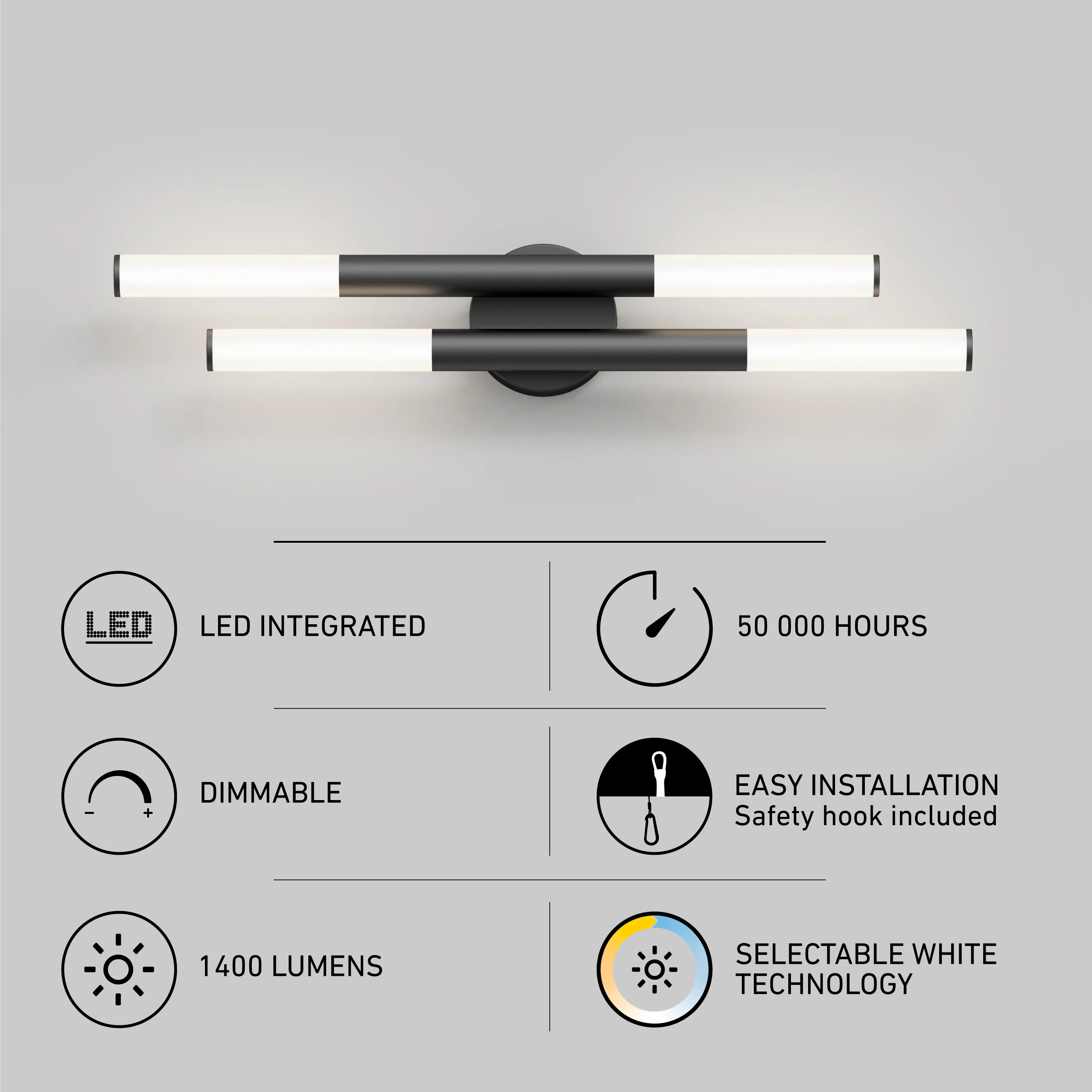 Boro 27-in (69 cm) 2-Light Modern LED 5 CCT Vanity Light for Bathroom - Image 11