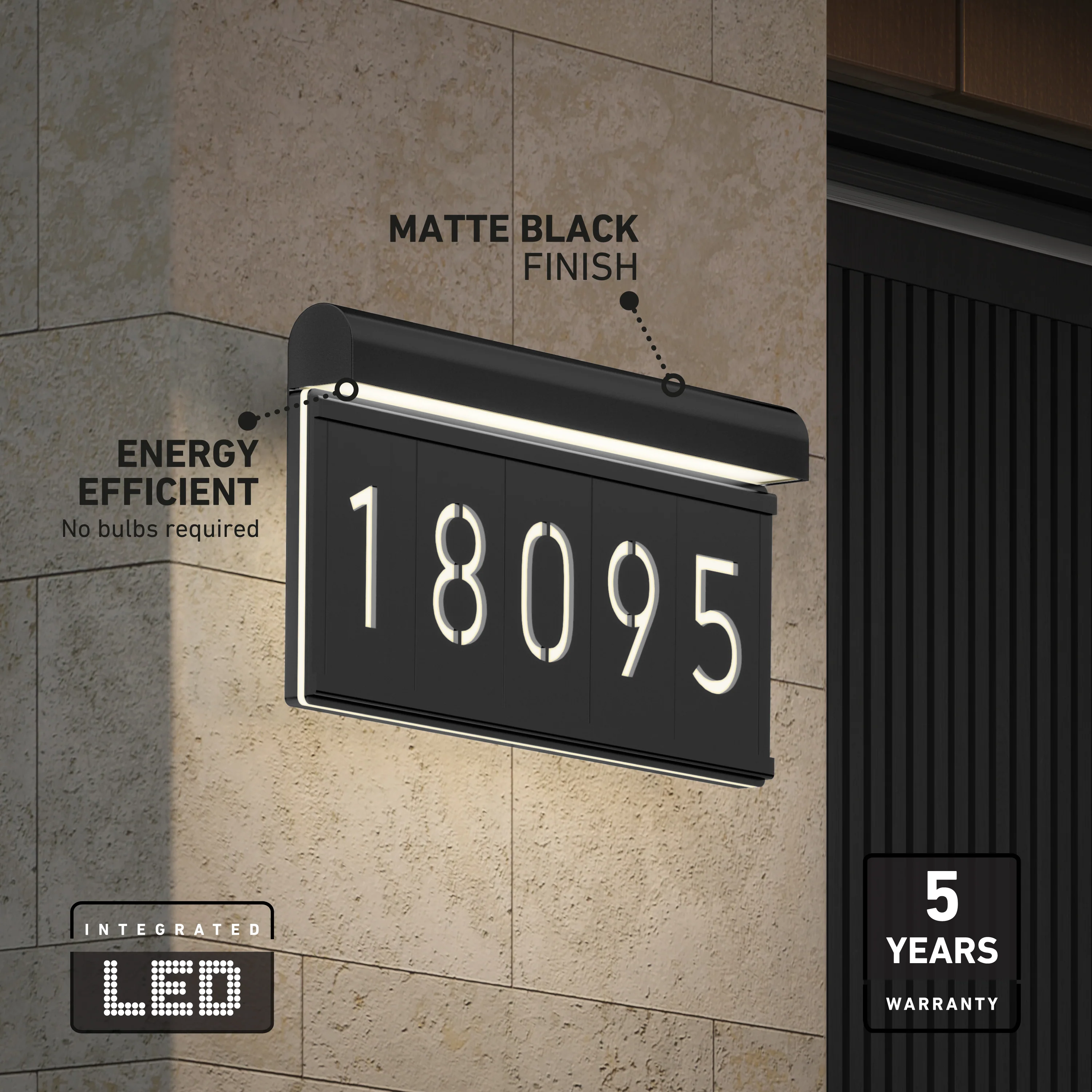 Bowen modern LED outdoor address wall light 5 CCT - Image 7