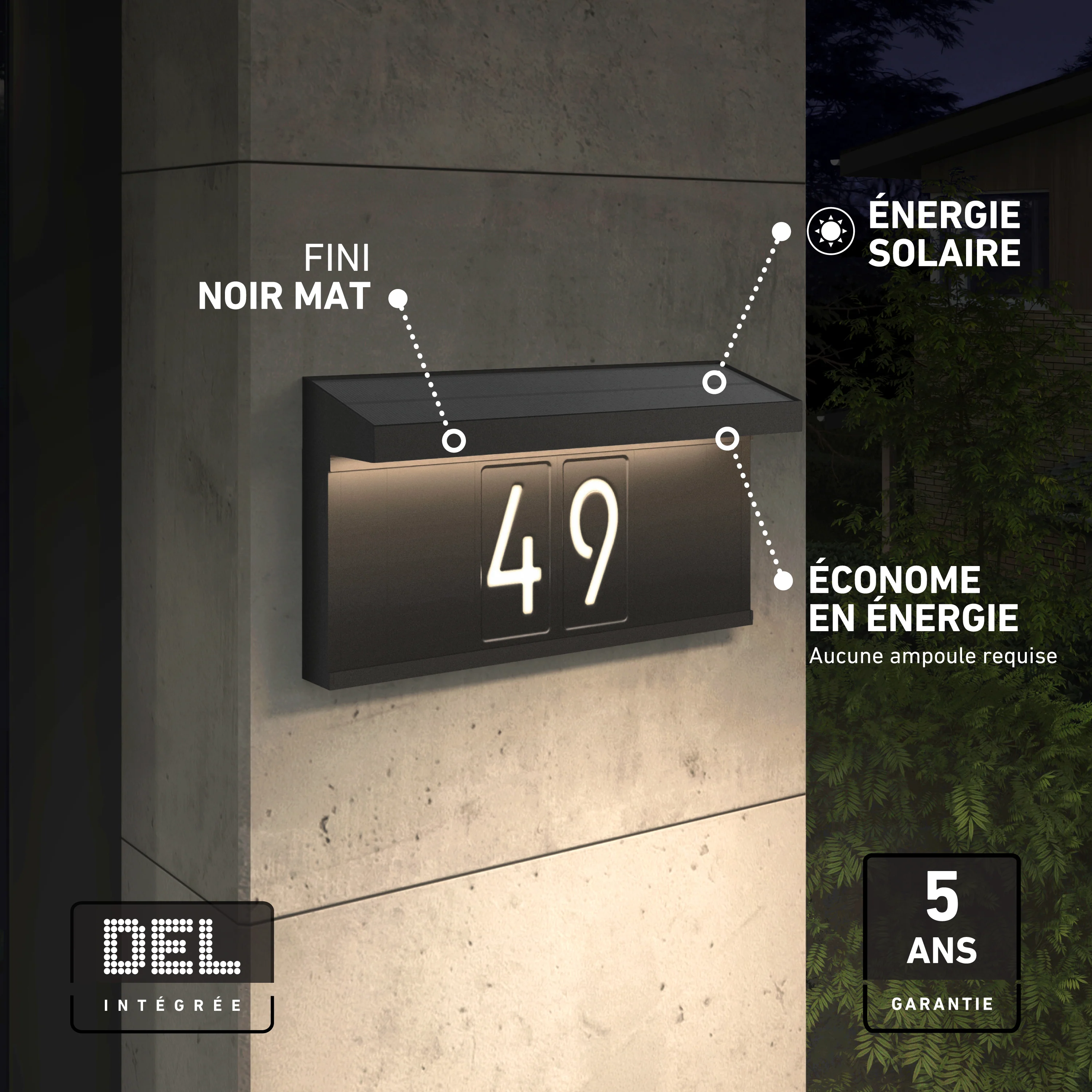 Bowen solar LED outdoor address wall light 5 CCT - Image 11