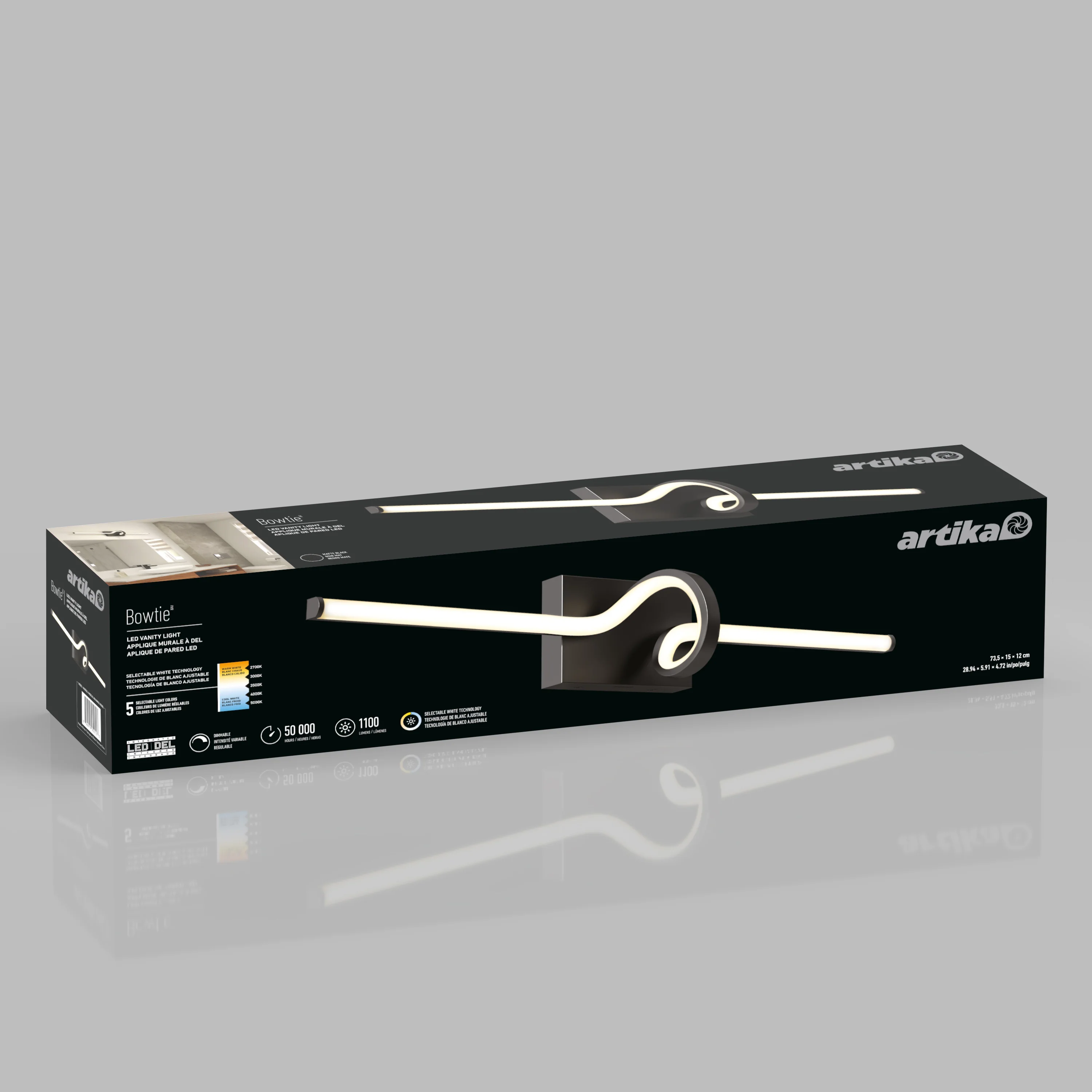 Bowtie 29-in (74 cm) Integrated LED 5-CCT Vanity Light Bar for Bathroom - Image 13