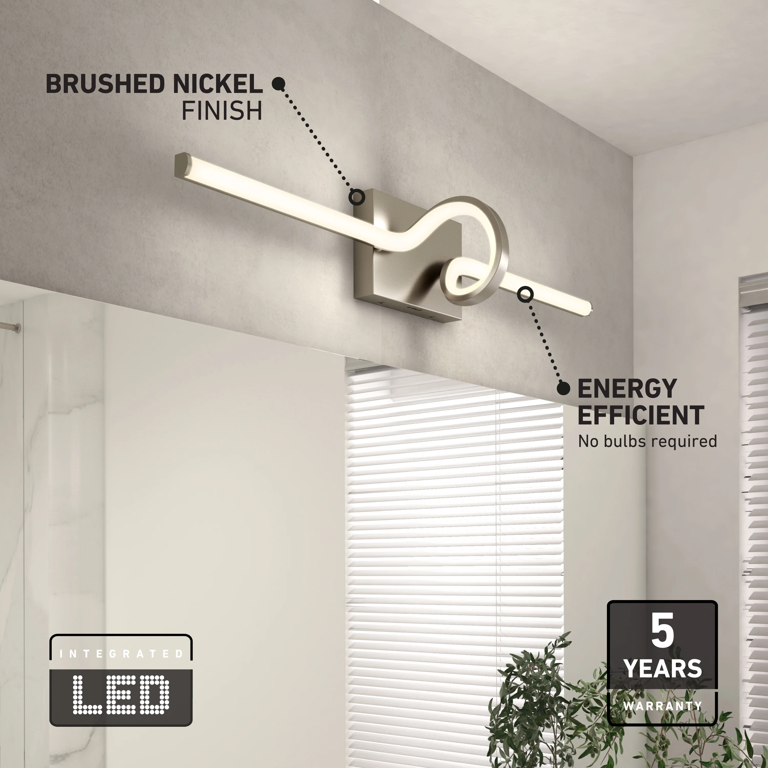 Bowtie 29-in (74 cm) Integrated LED 5-CCT Vanity Light Bar for Bathroom - Image 23