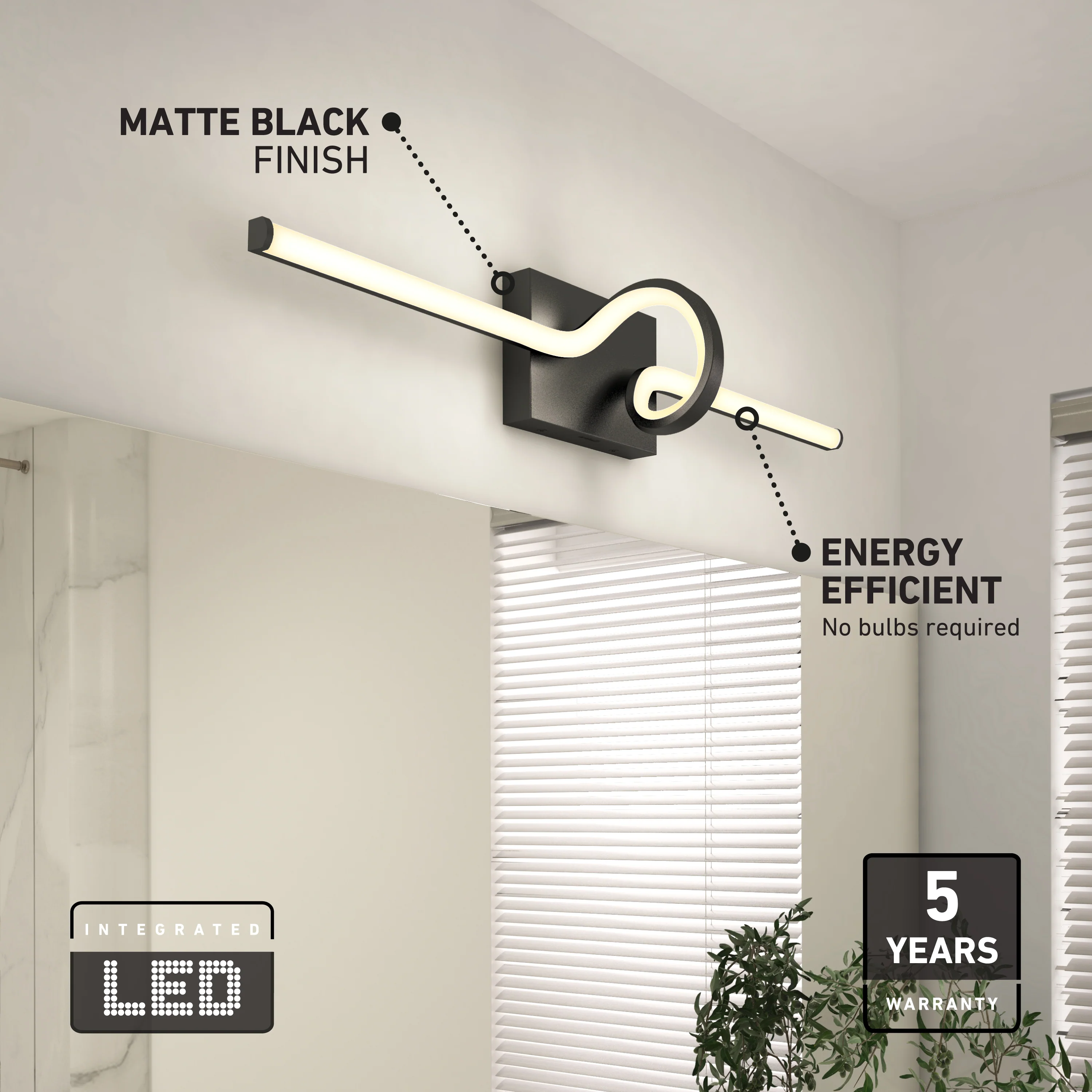 Bowtie 29-in (74 cm) Integrated LED 5-CCT Vanity Light Bar for Bathroom - Image 8