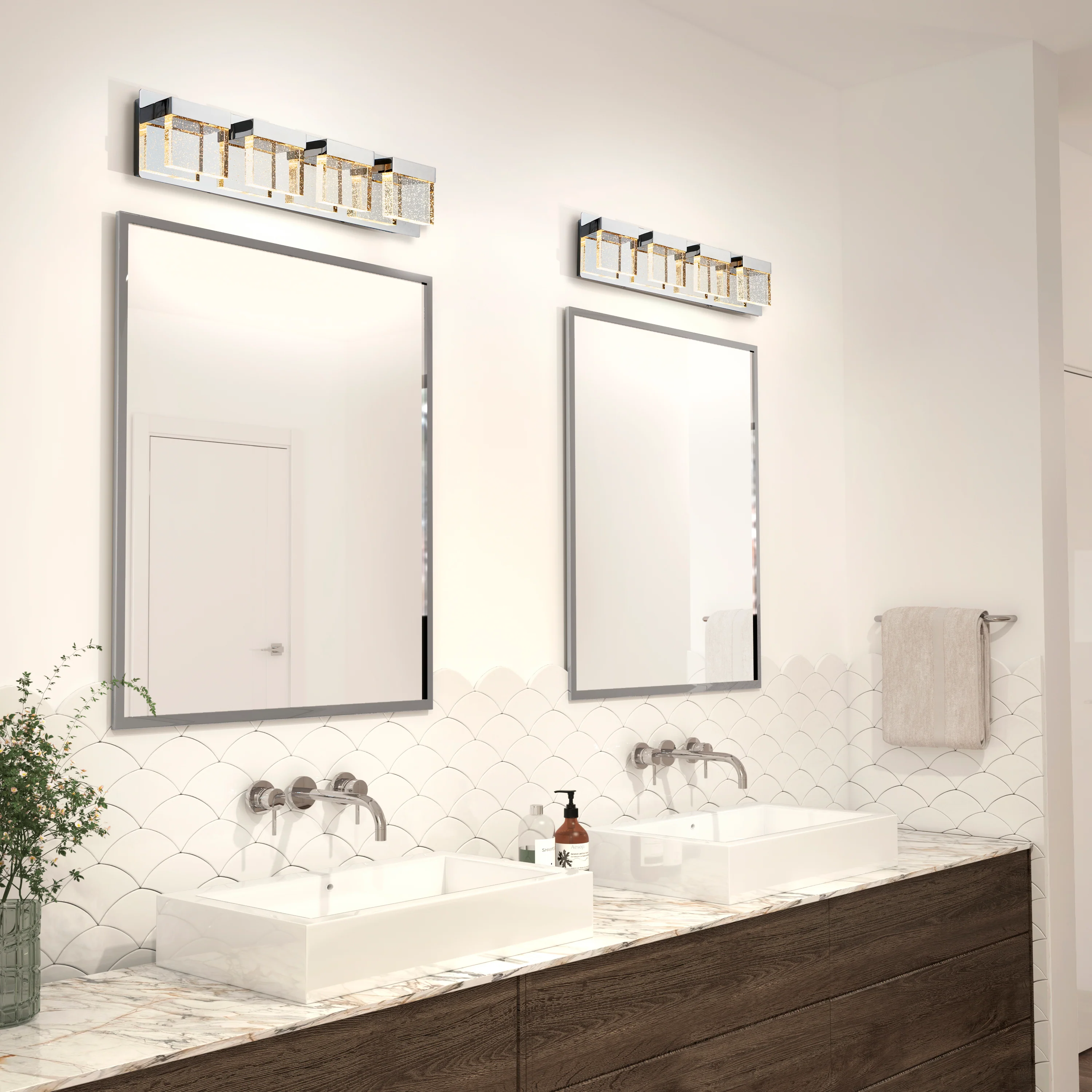 Bubble Cube 24-in (61 cm) 4-Light Modern LED Vanity Light Bar for Bathroom - Image 2