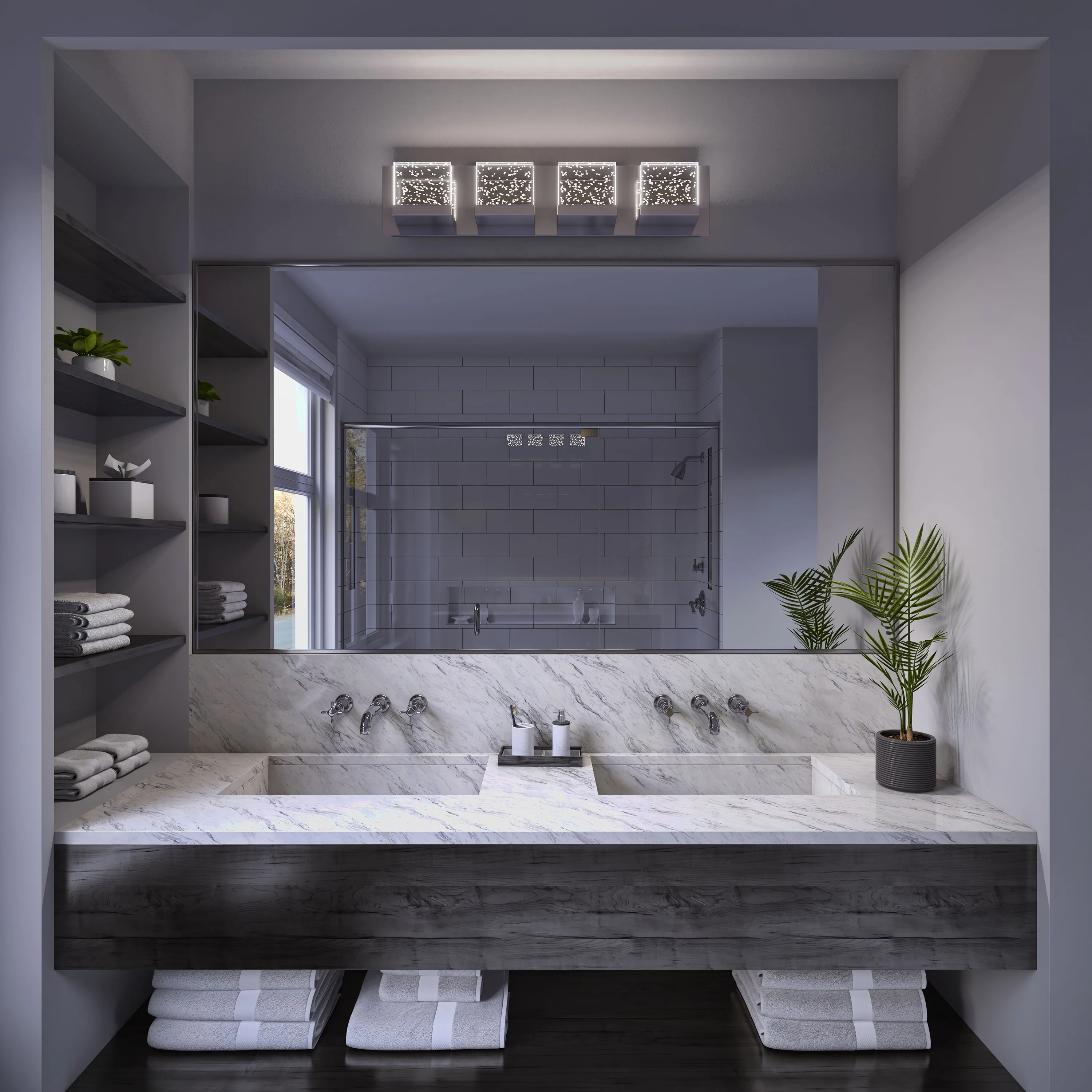 Bubble Cube 24-in (61 cm) 4-Light Modern LED Vanity Light Bar for Bathroom - Image 8