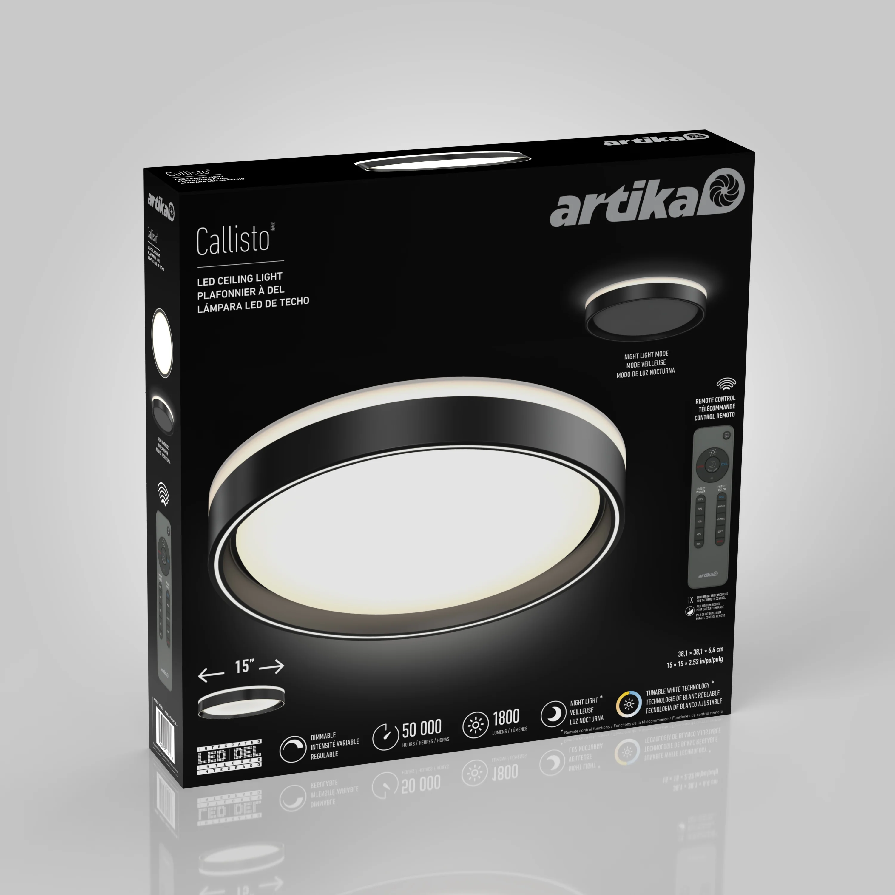 Callisto 15 in. (38 cm) Modern LED Flush Mount Ceiling Light 5 CCT - Image 9