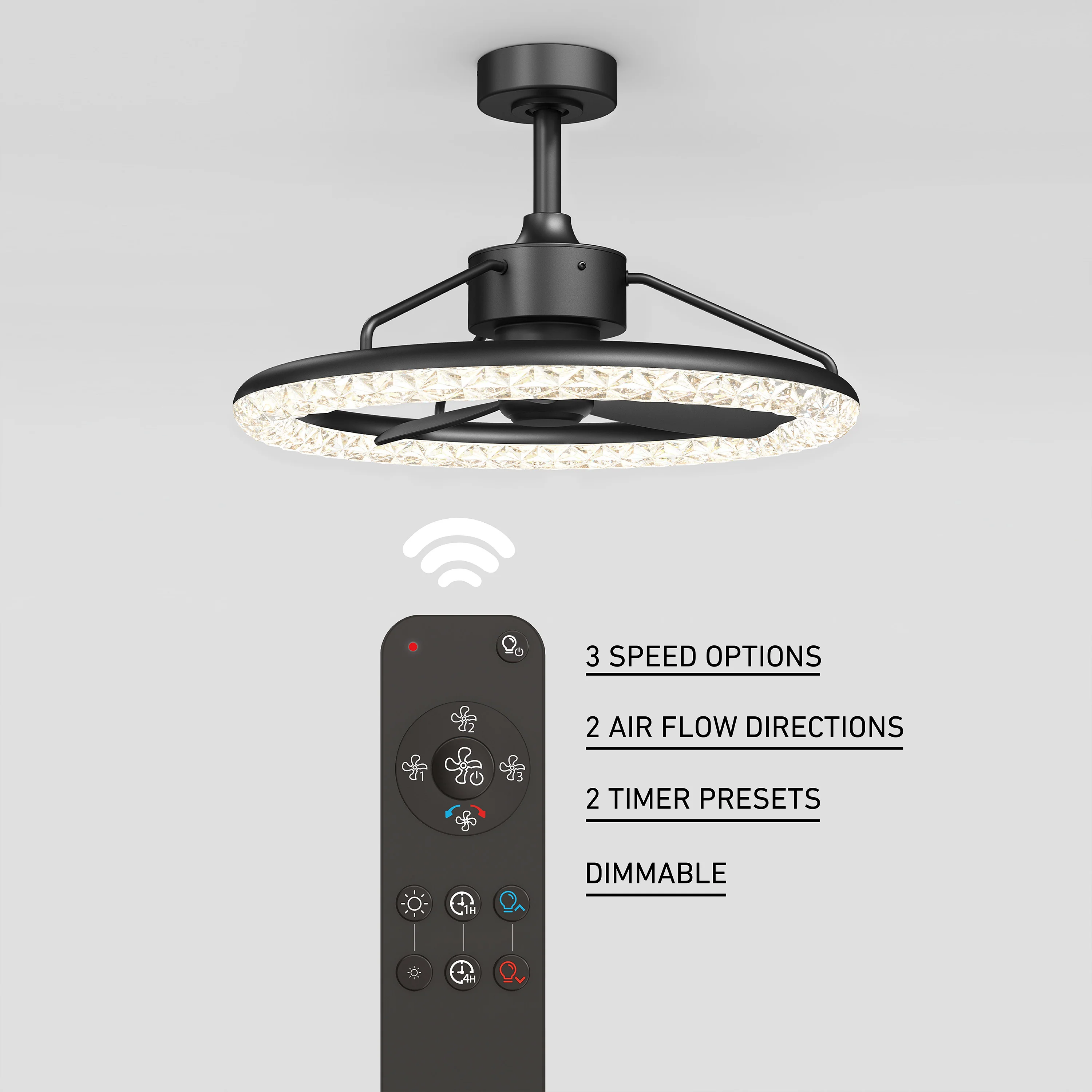 Carat 23 in. (58 cm) LED modern fandelier ceiling fan with light - includes remote - Image 11