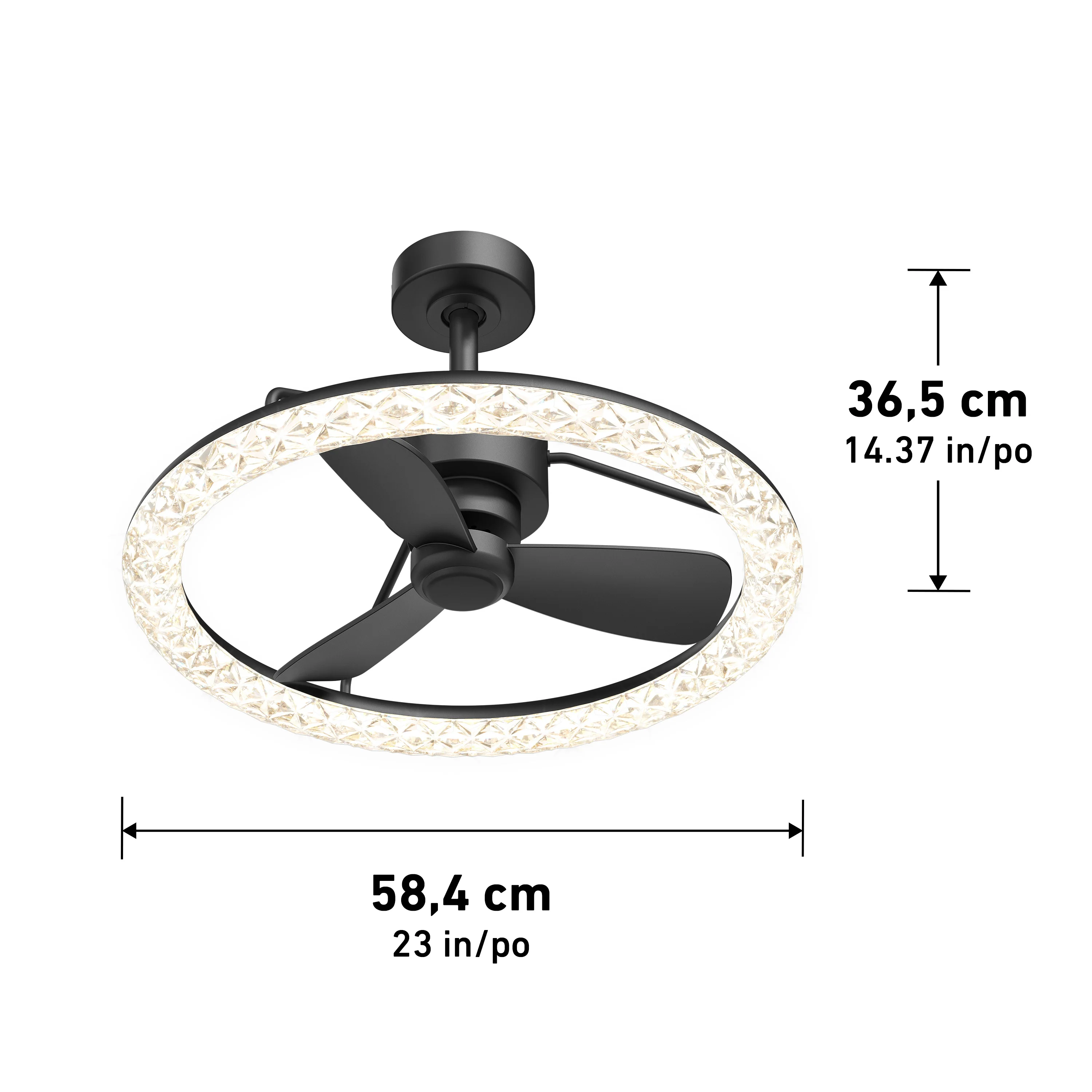 Carat 23 in. (58 cm) LED modern fandelier ceiling fan with light - includes remote - Image 17