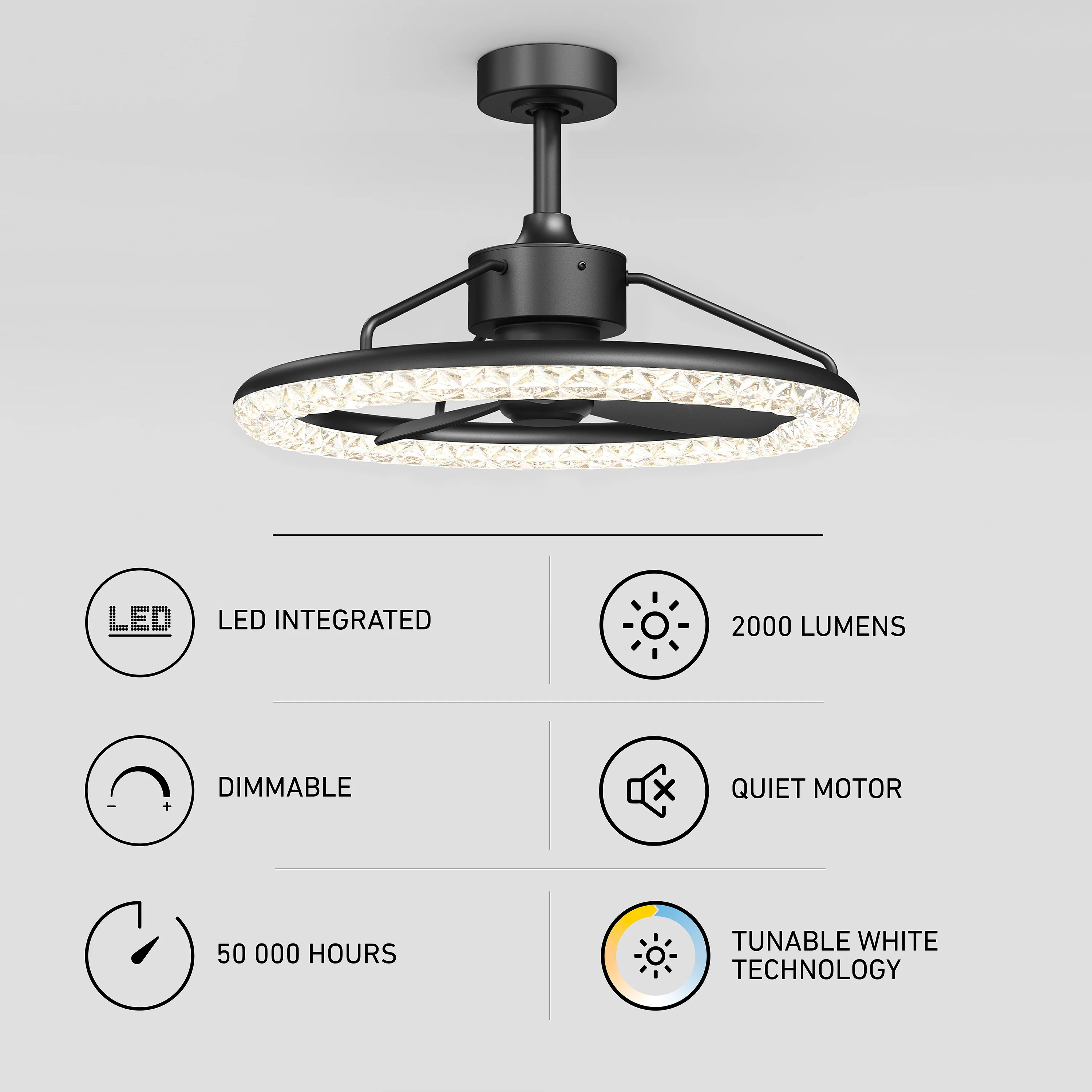 Carat 23 in. (58 cm) LED modern fandelier ceiling fan with light - includes remote - Image 7