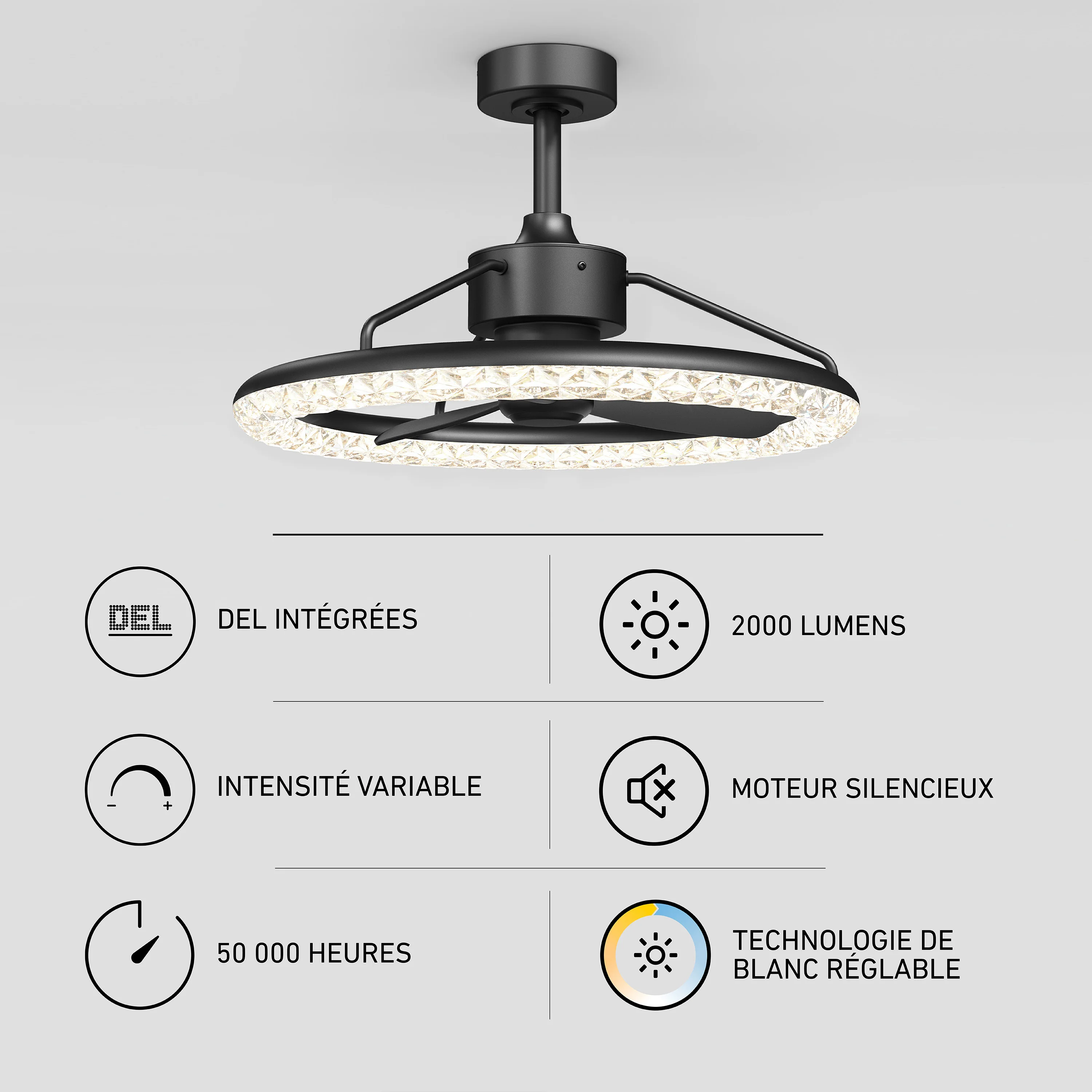 Carat 23 in. (58 cm) LED modern fandelier ceiling fan with light - includes remote - Image 9