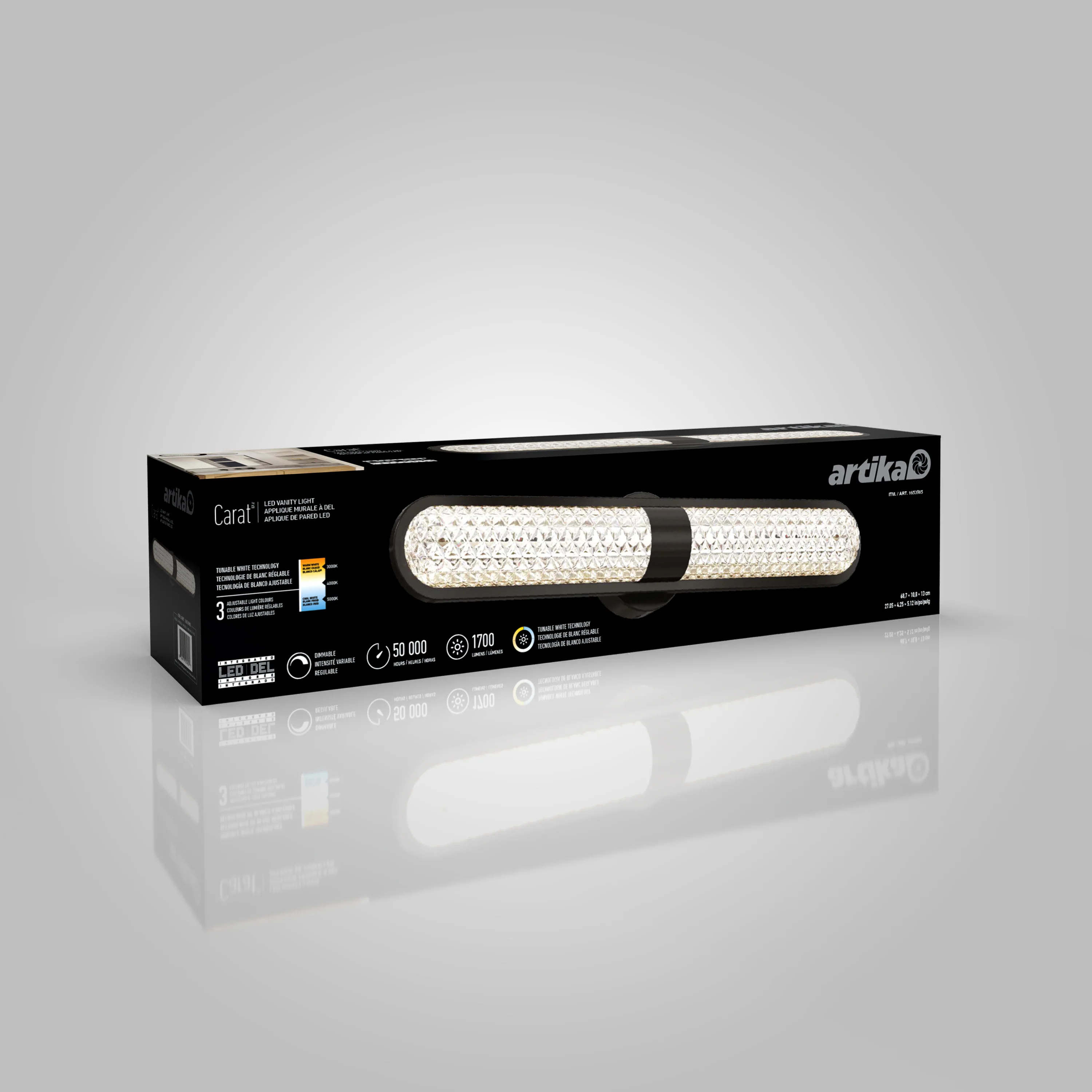 Carat 27-in (69 cm) Integrated LED 3-CCT Vanity Light Bar for Bathroom - Image 7