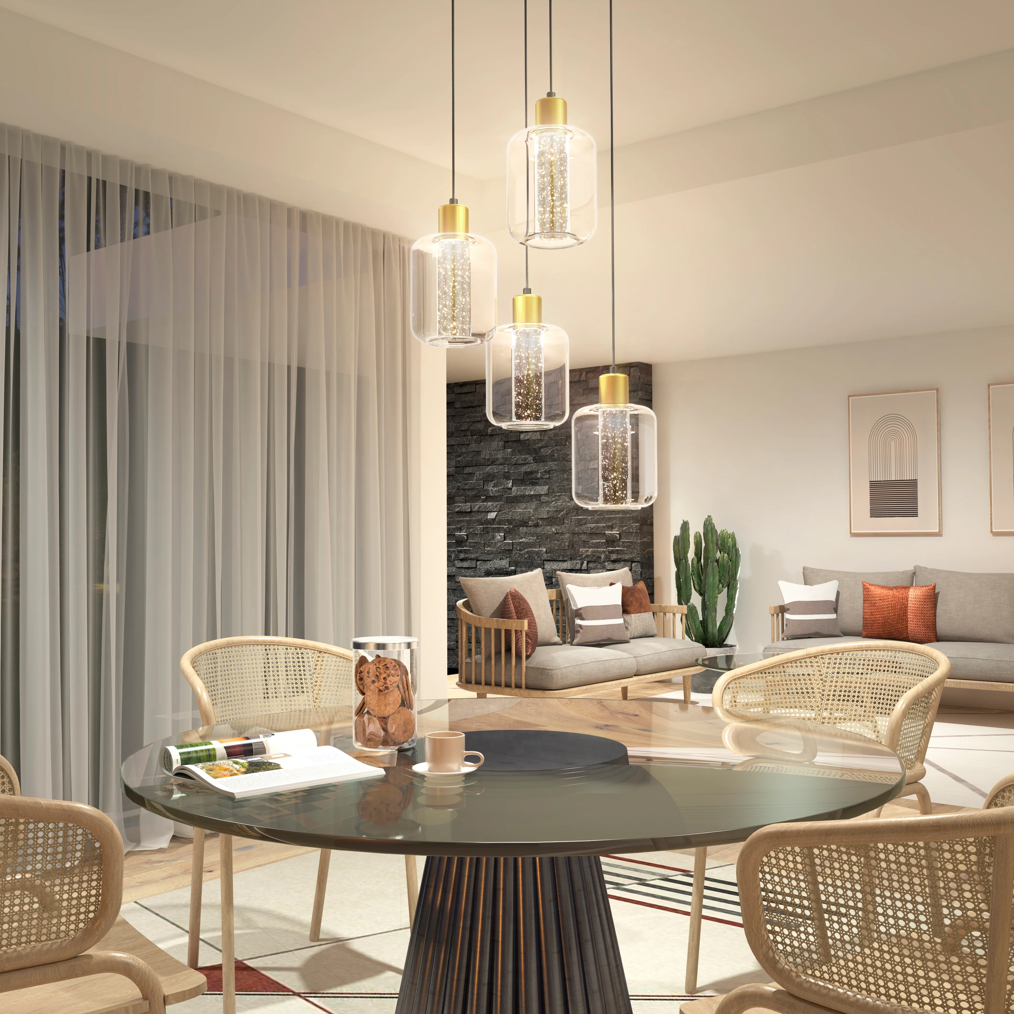 Champagne Globe 4-light LED pendant - Image 2