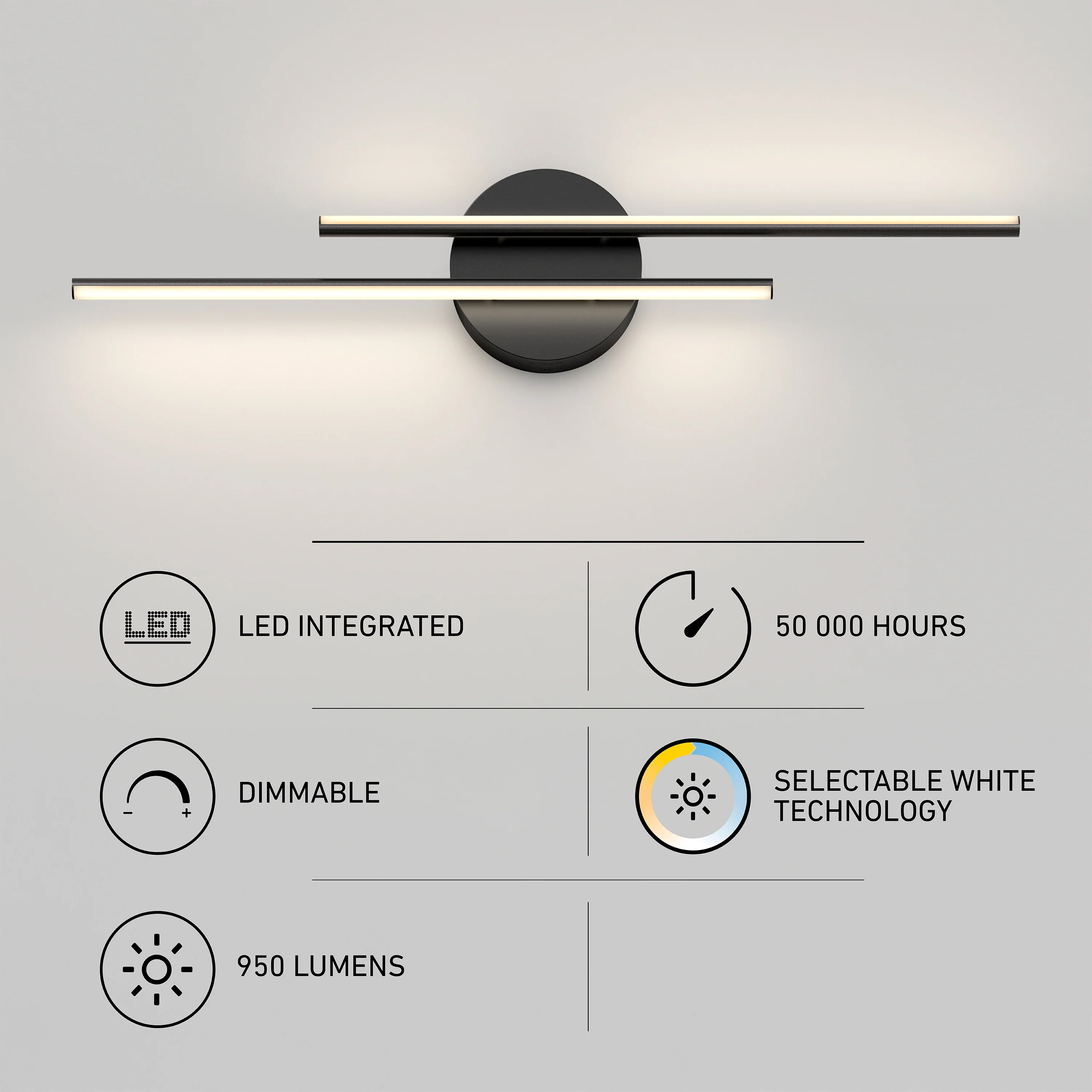 Cisco 27-in (69 cm) Integrated LED 5-CCT Vanity Light Bar for Bathroom - Image 10