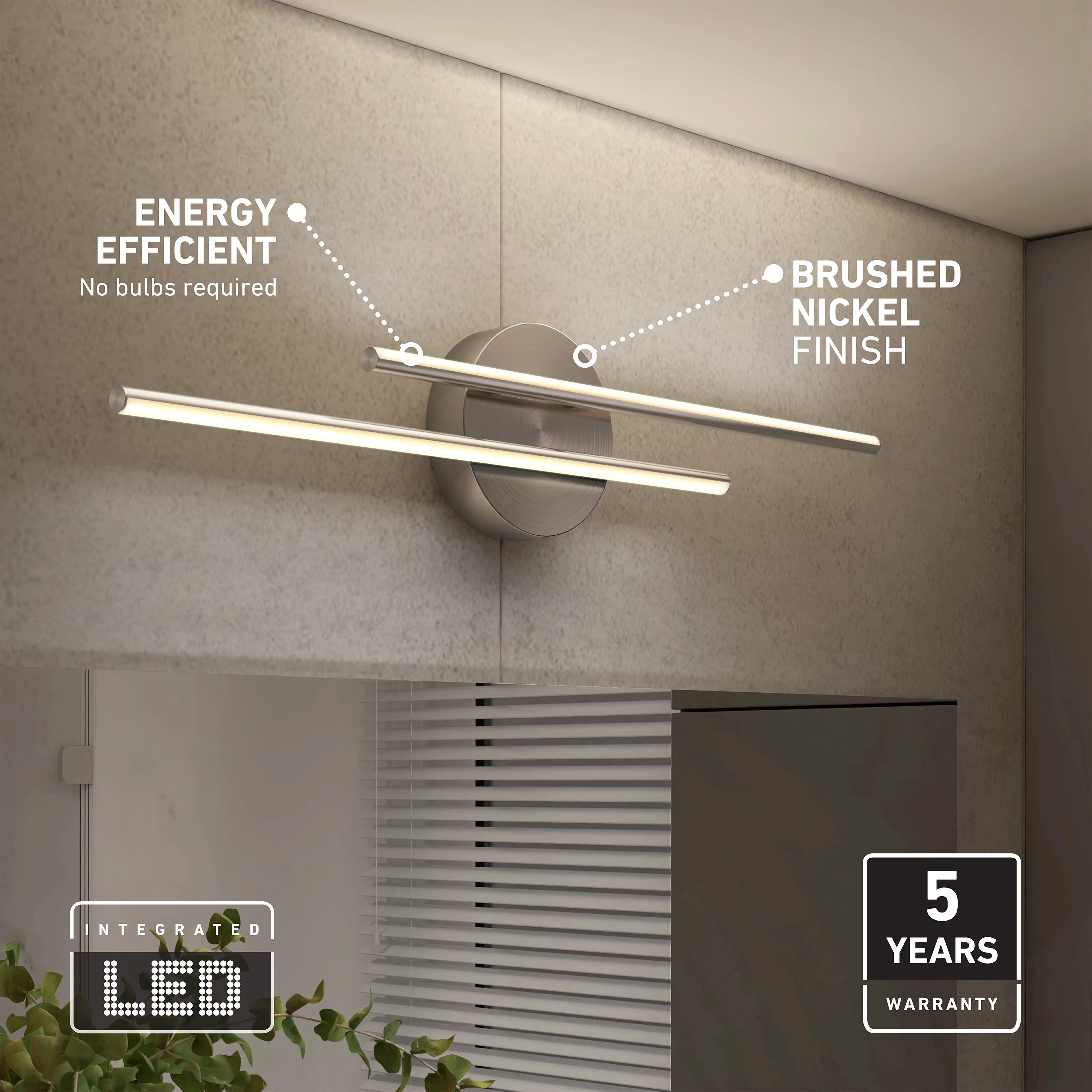 Cisco 27-in (69 cm) Integrated LED 5-CCT Vanity Light Bar for Bathroom - Image 28