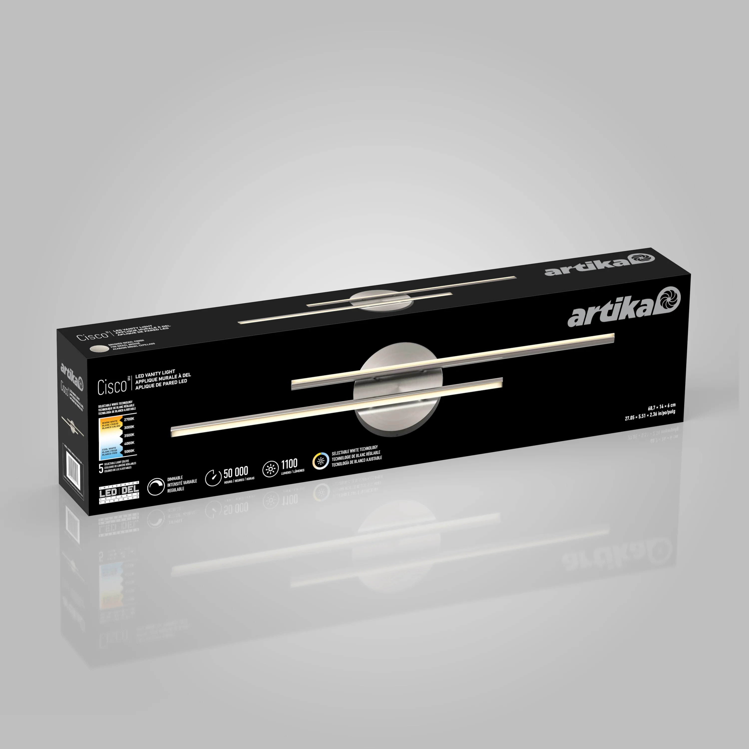 Cisco 27-in (69 cm) Integrated LED 5-CCT Vanity Light Bar for Bathroom - Image 32