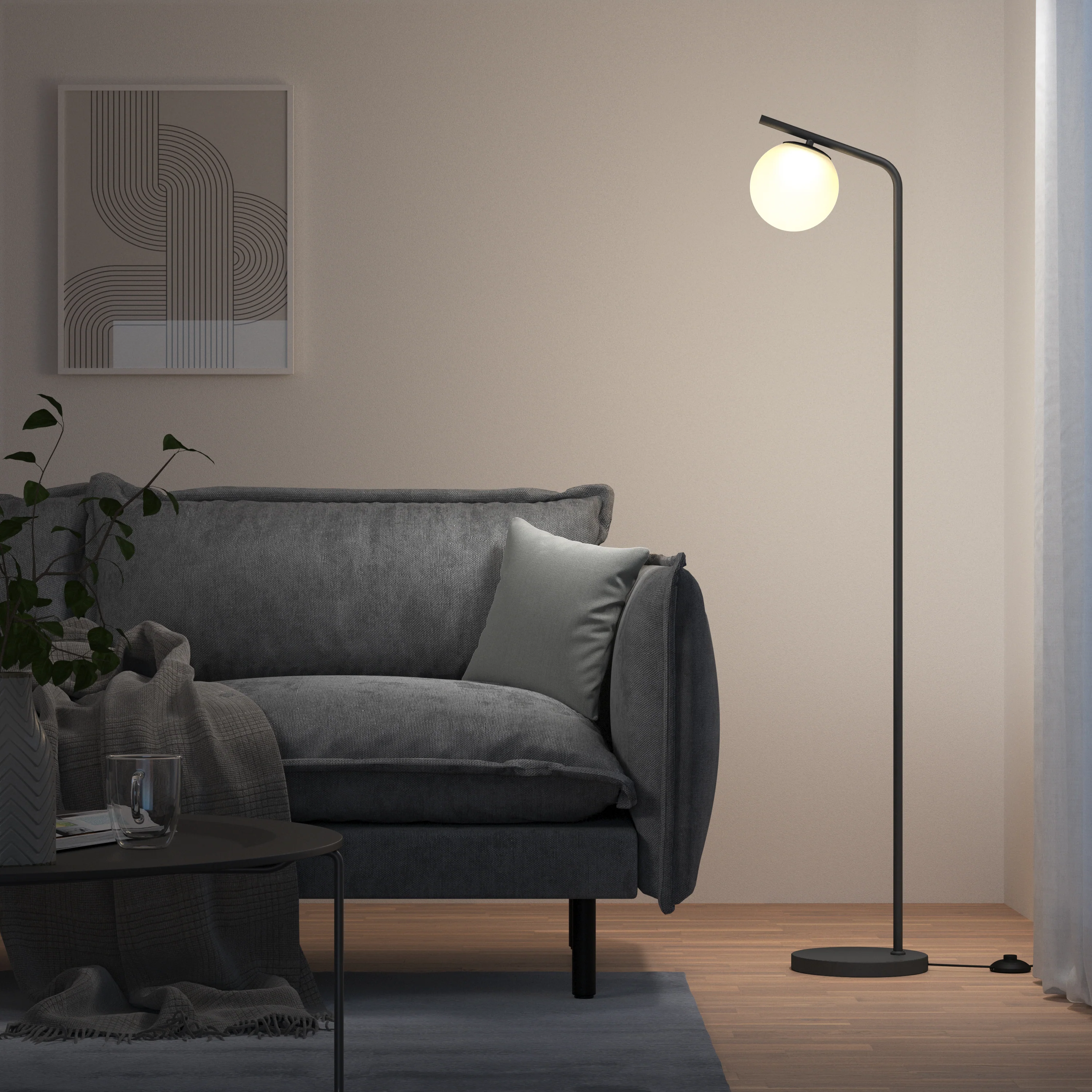 Clayton dimmable LED modern mid-century floor lamp - Image 10