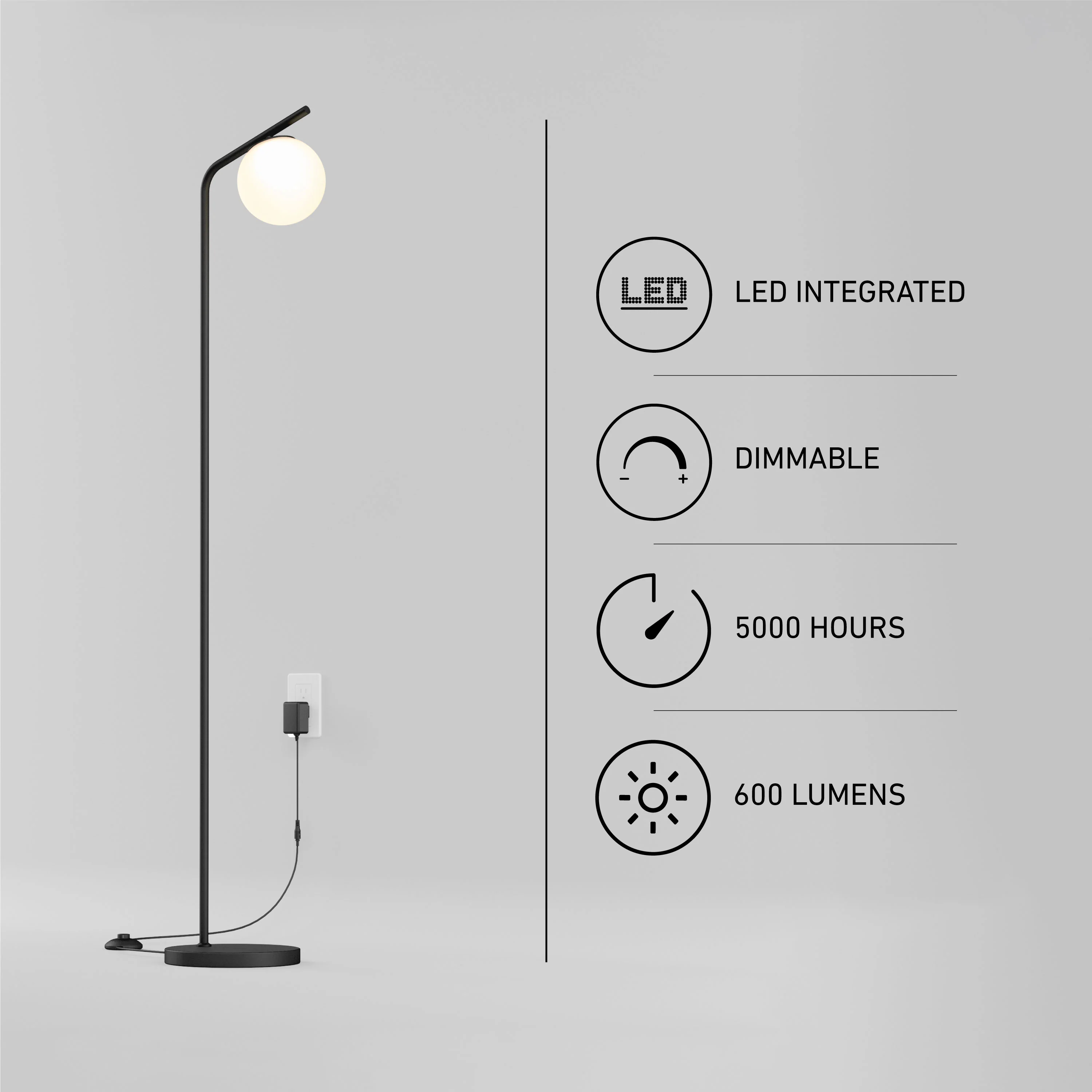 Clayton dimmable LED modern mid-century floor lamp - Image 7