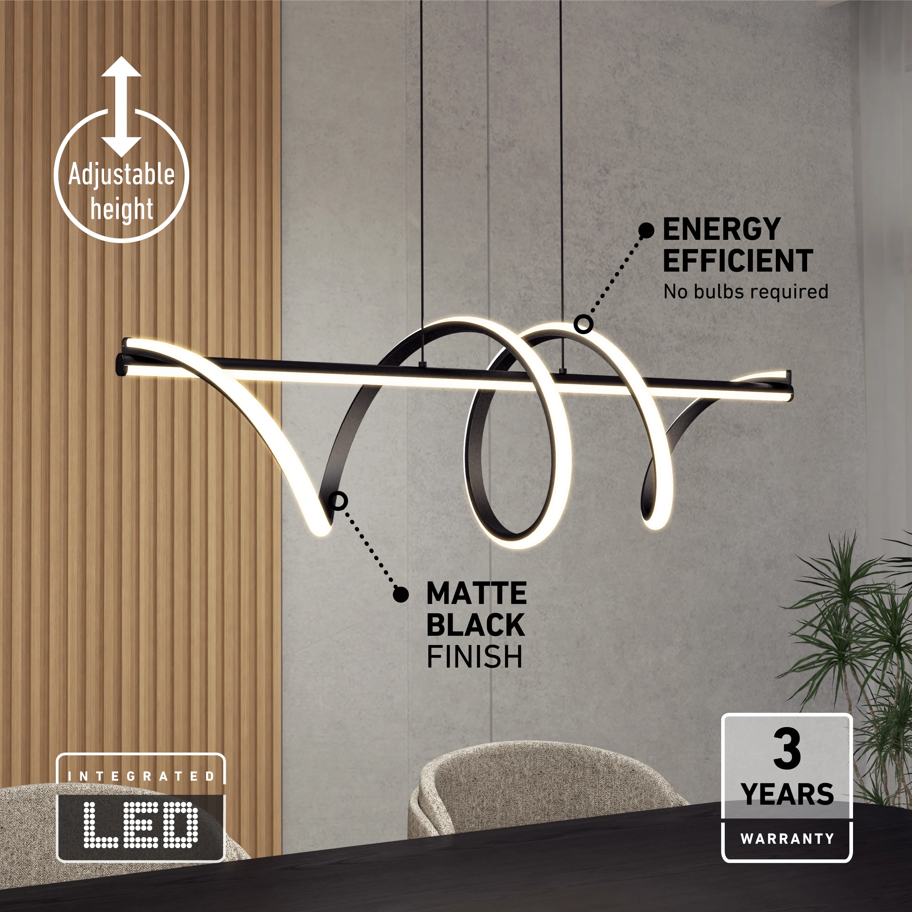 Coda modern LED pendant light 5 CCT - Image 7