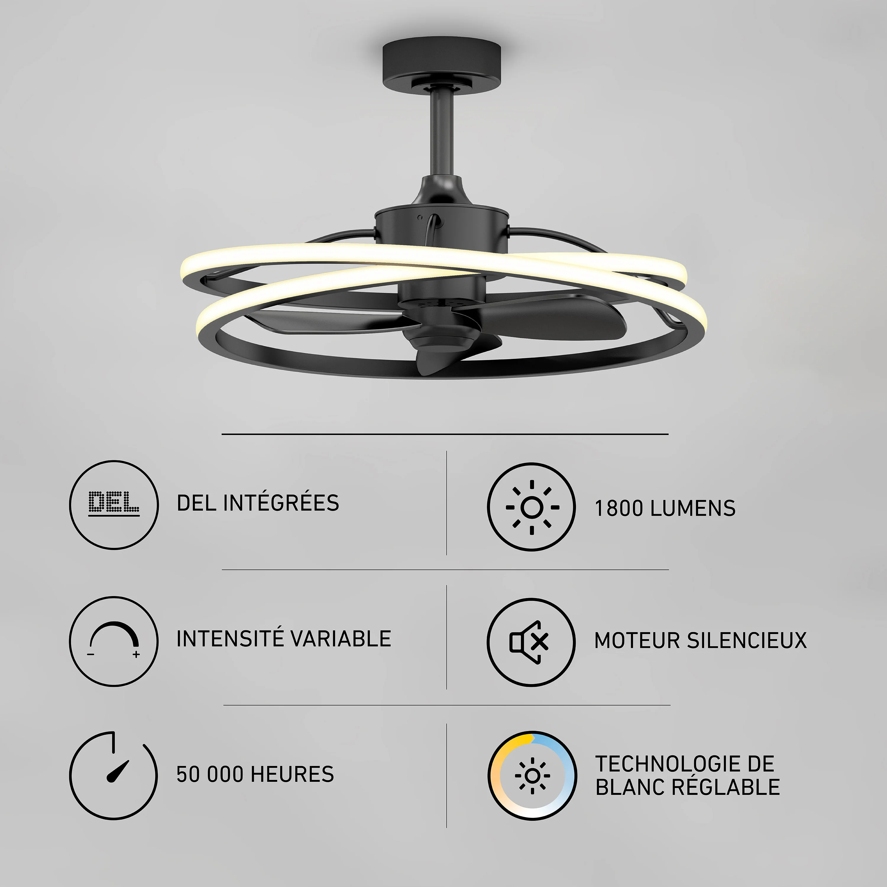 Coda 23 in. (58 cm) LED modern fandelier ceiling fan with light - includes remote - Image 11