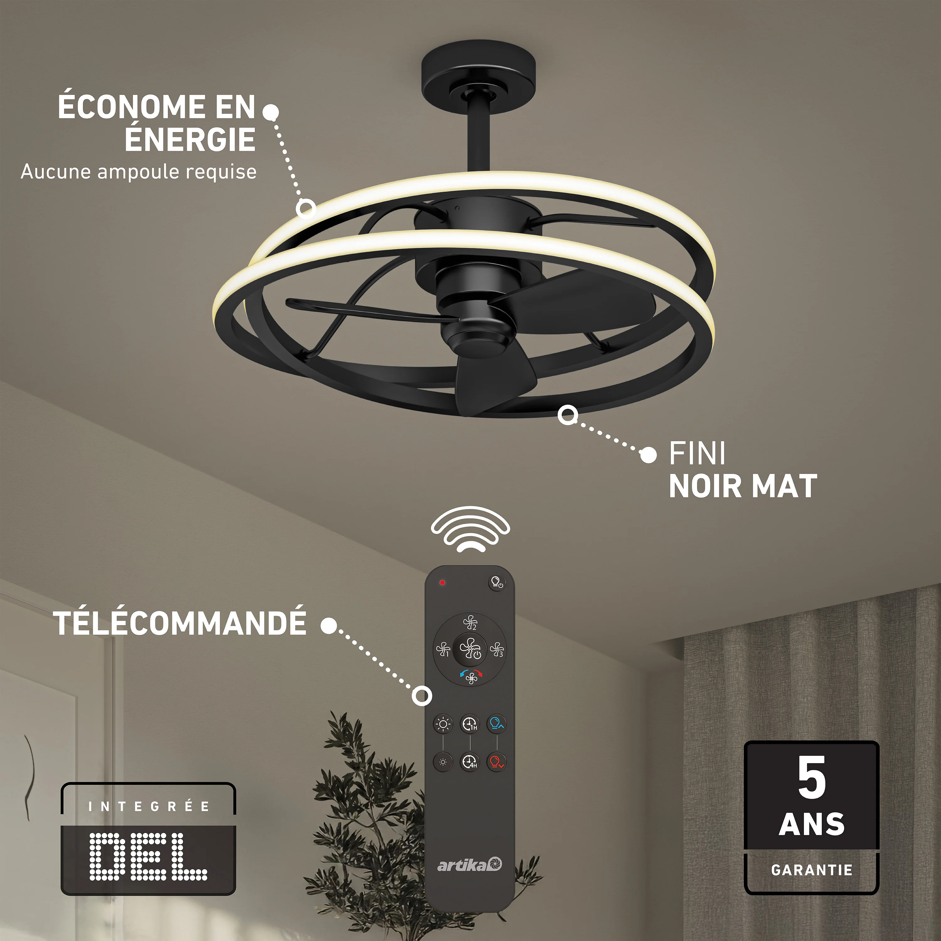 Coda 23 in. (58 cm) LED modern fandelier ceiling fan with light - includes remote - Image 12
