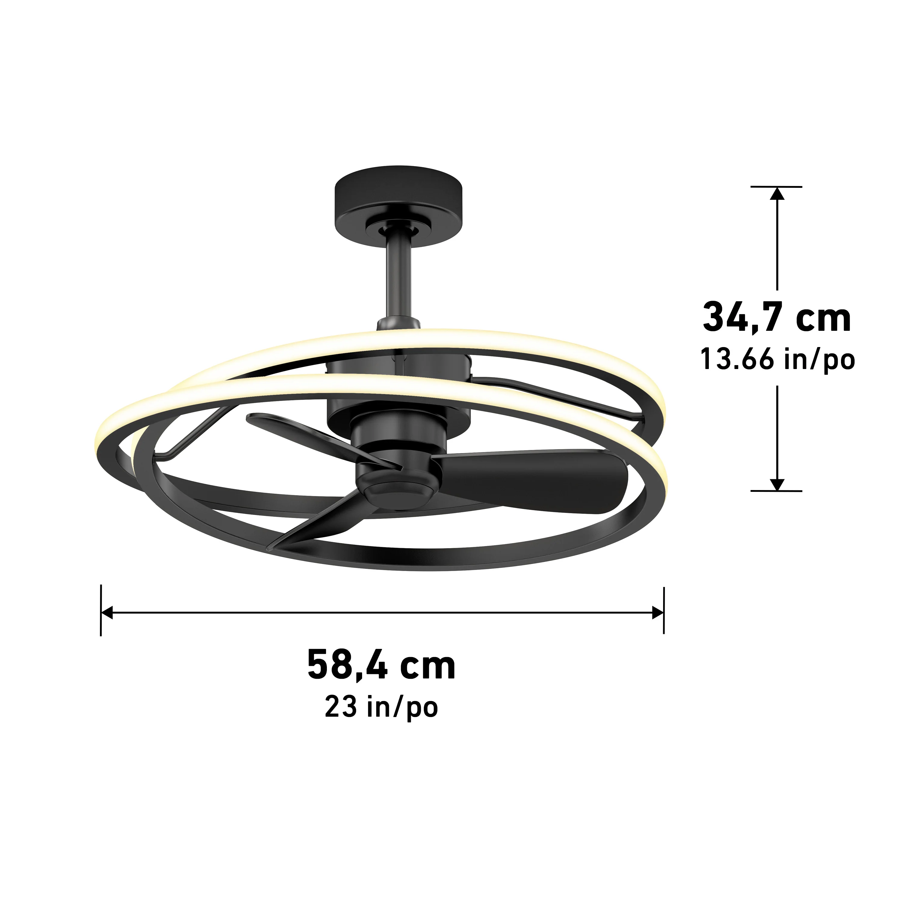 Coda 23 in. (58 cm) LED modern fandelier ceiling fan with light - includes remote - Image 17