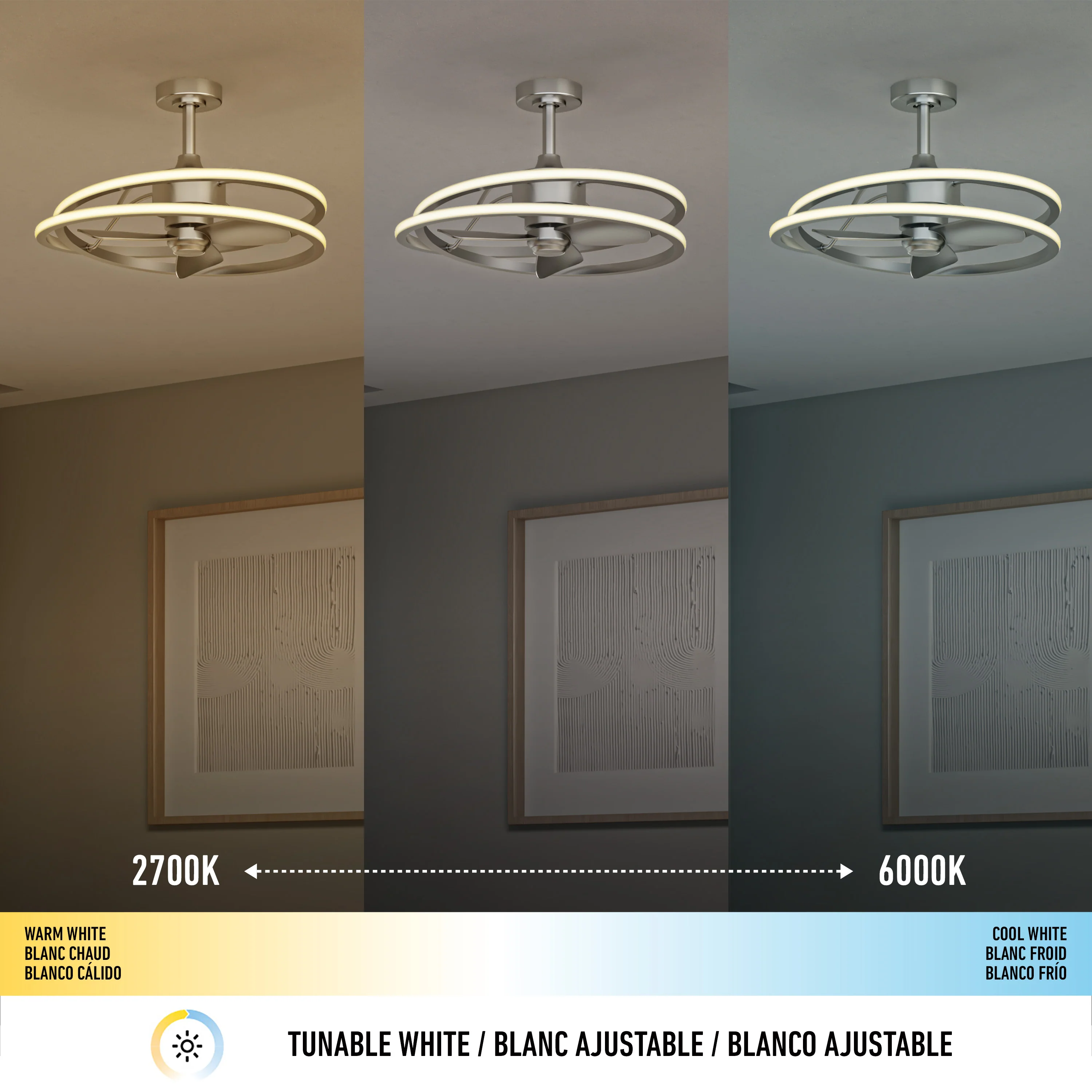 Coda 23 in. (58 cm) LED modern fandelier ceiling fan with light - includes remote - Image 22