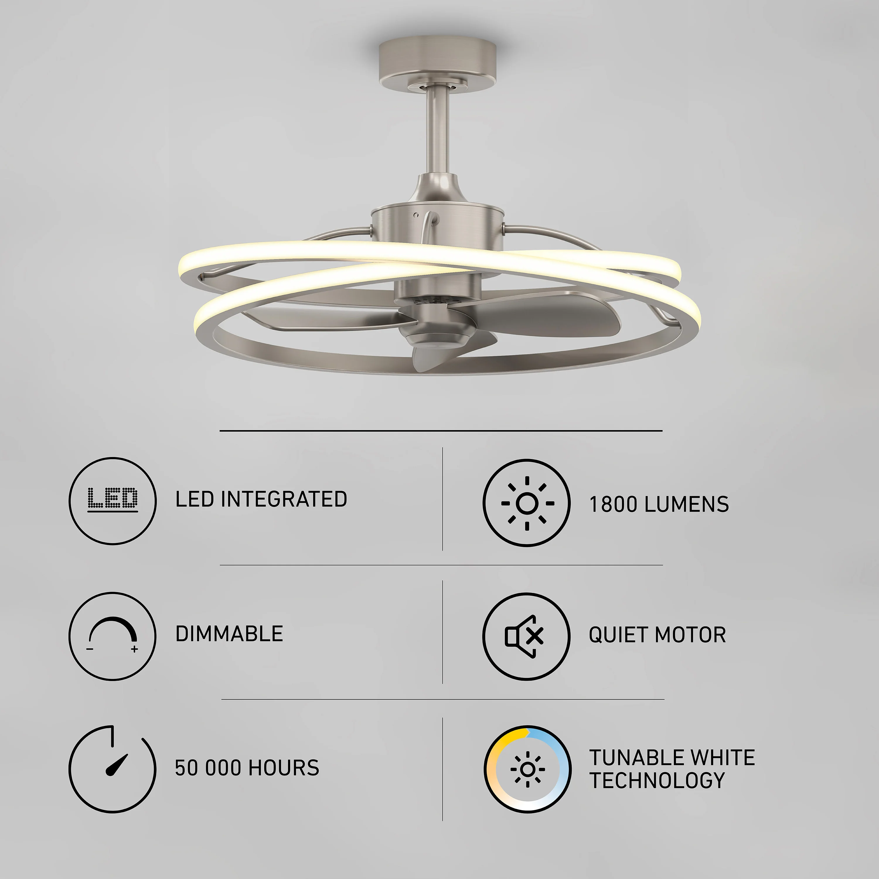 Coda 23 in. (58 cm) LED modern fandelier ceiling fan with light - includes remote - Image 25