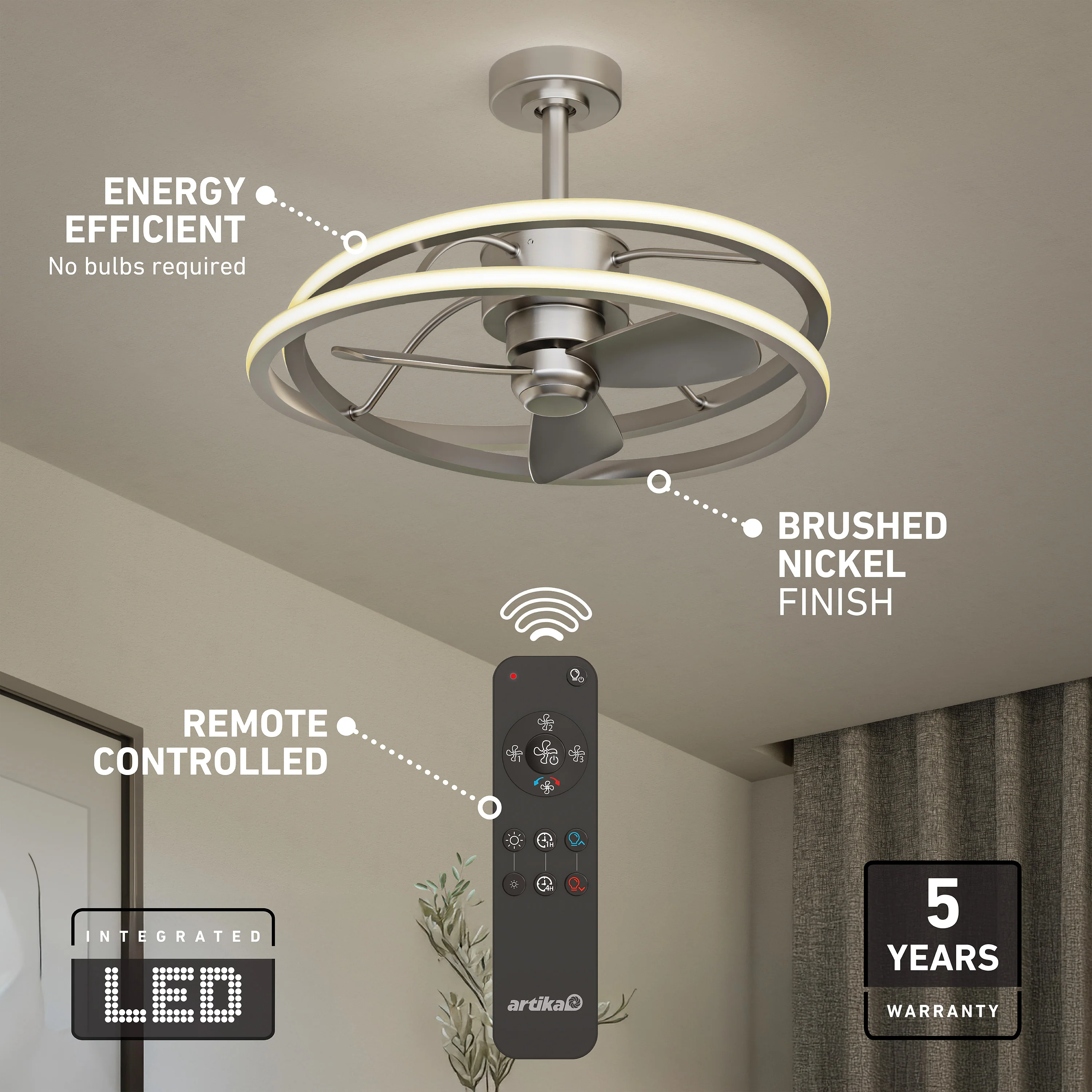 Coda 23 in. (58 cm) LED modern fandelier ceiling fan with light - includes remote - Image 26