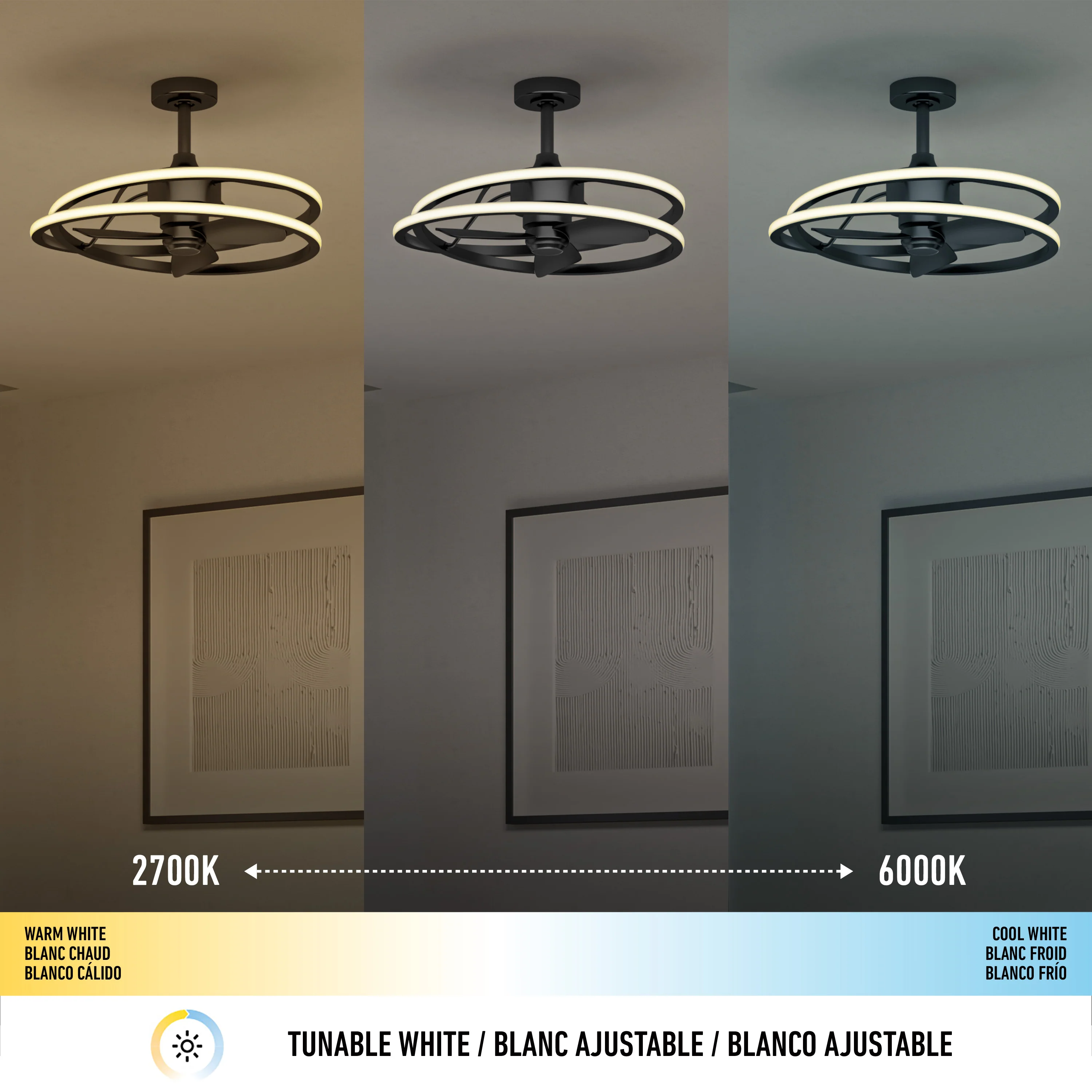 Coda 23 in. (58 cm) LED modern fandelier ceiling fan with light - includes remote - Image 5
