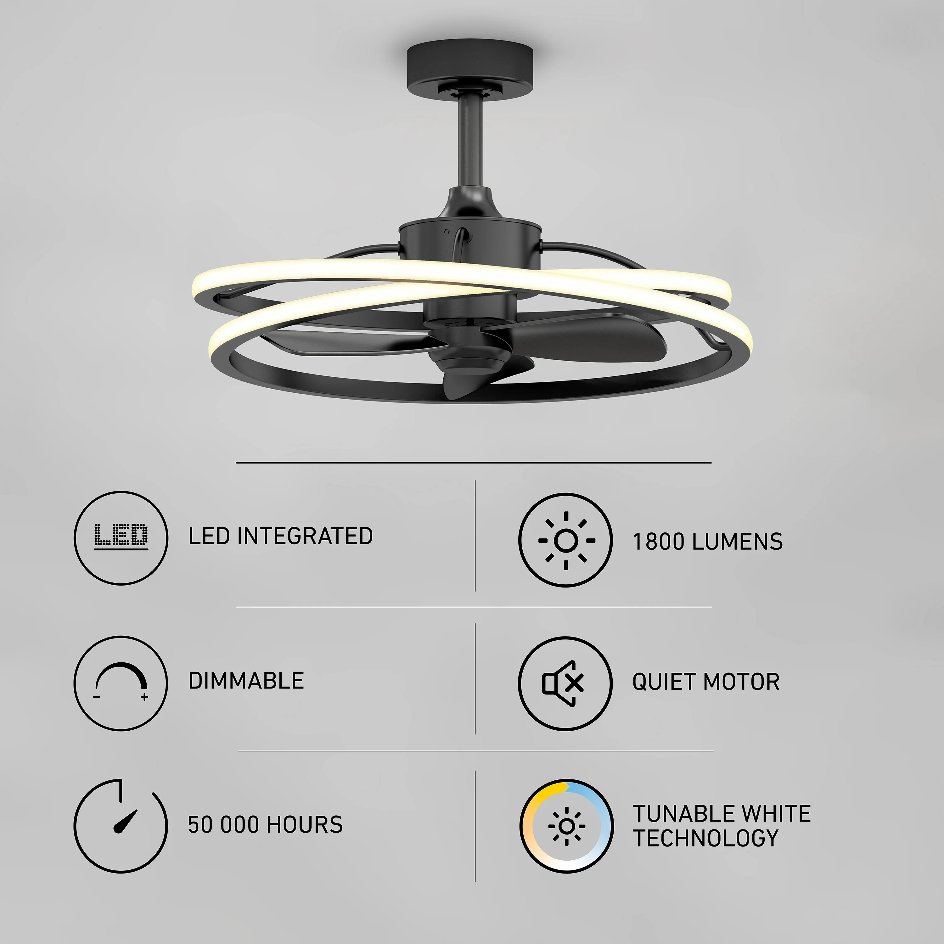 Coda 23 in. (58 cm) LED modern fandelier ceiling fan with light - includes remote - Image 8