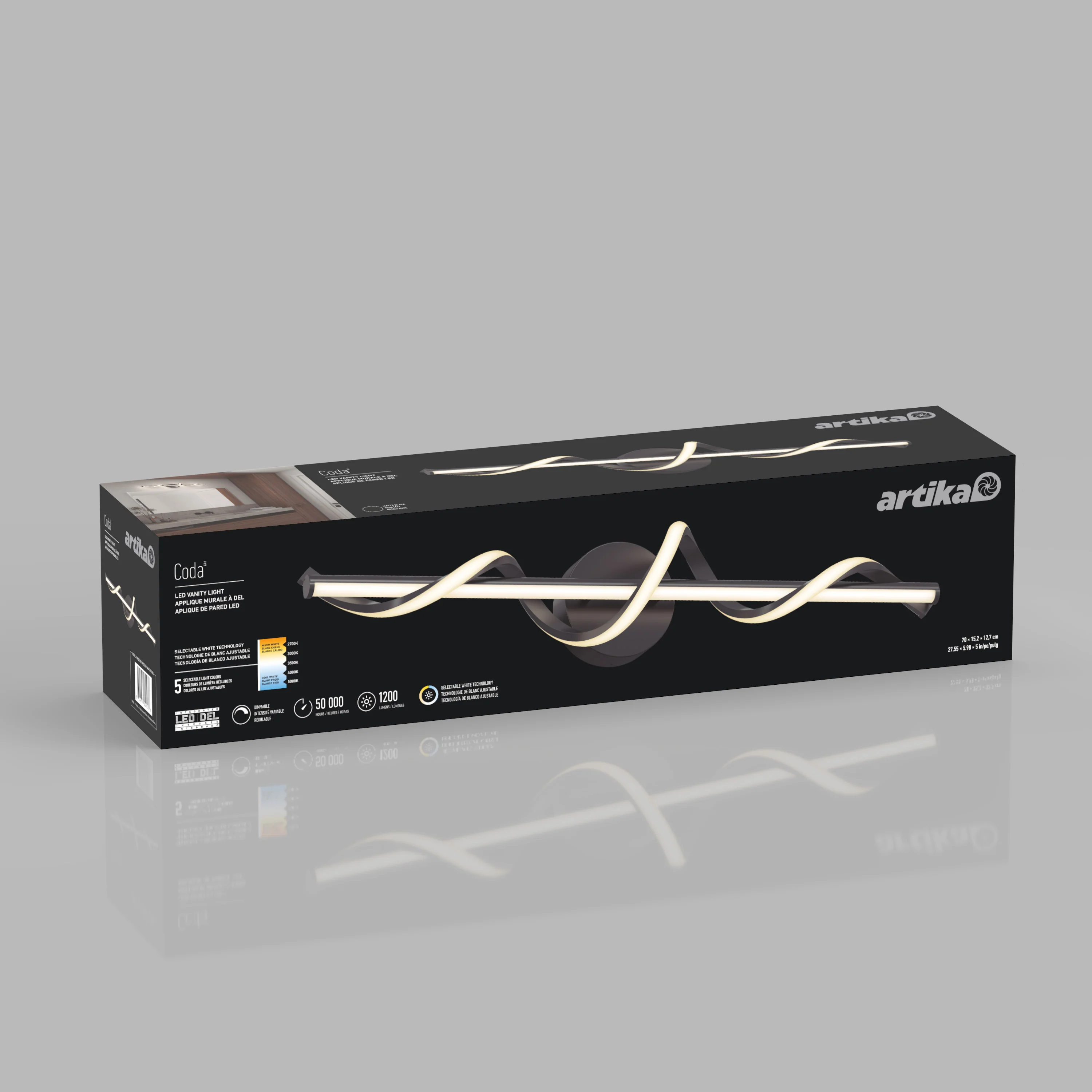 Coda 27-in (69 cm) Integrated LED 5-CCT Vanity Light Bar for Bathroom - Image 14
