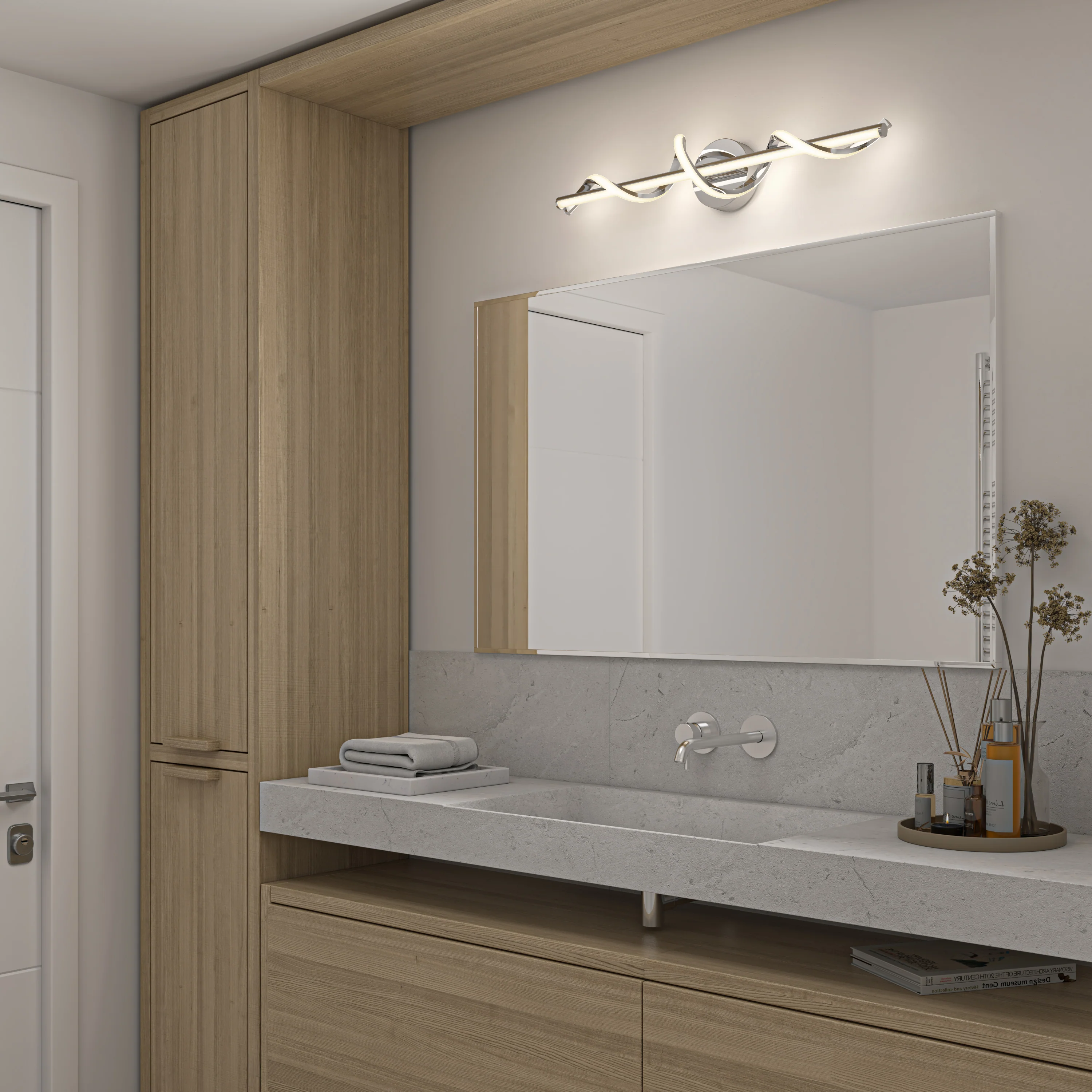 Coda 27-in (69 cm) Integrated LED 5-CCT Vanity Light Bar for Bathroom - Image 17