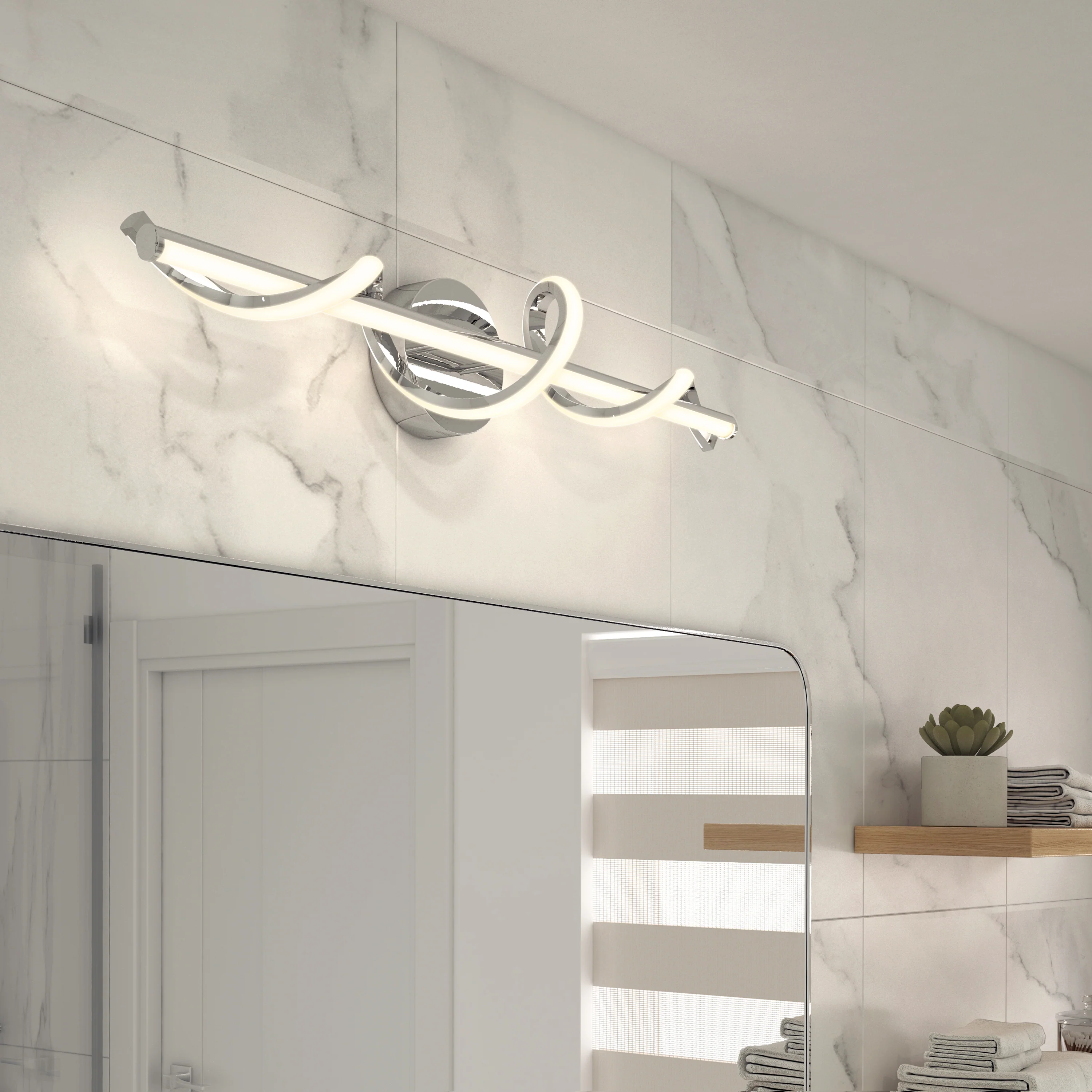 Coda 27-in (69 cm) Integrated LED 5-CCT Vanity Light Bar for Bathroom - Image 24